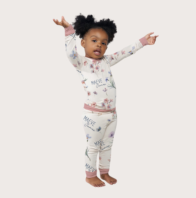 Personalized Baby Pajama Set in Pretty Wildflower
