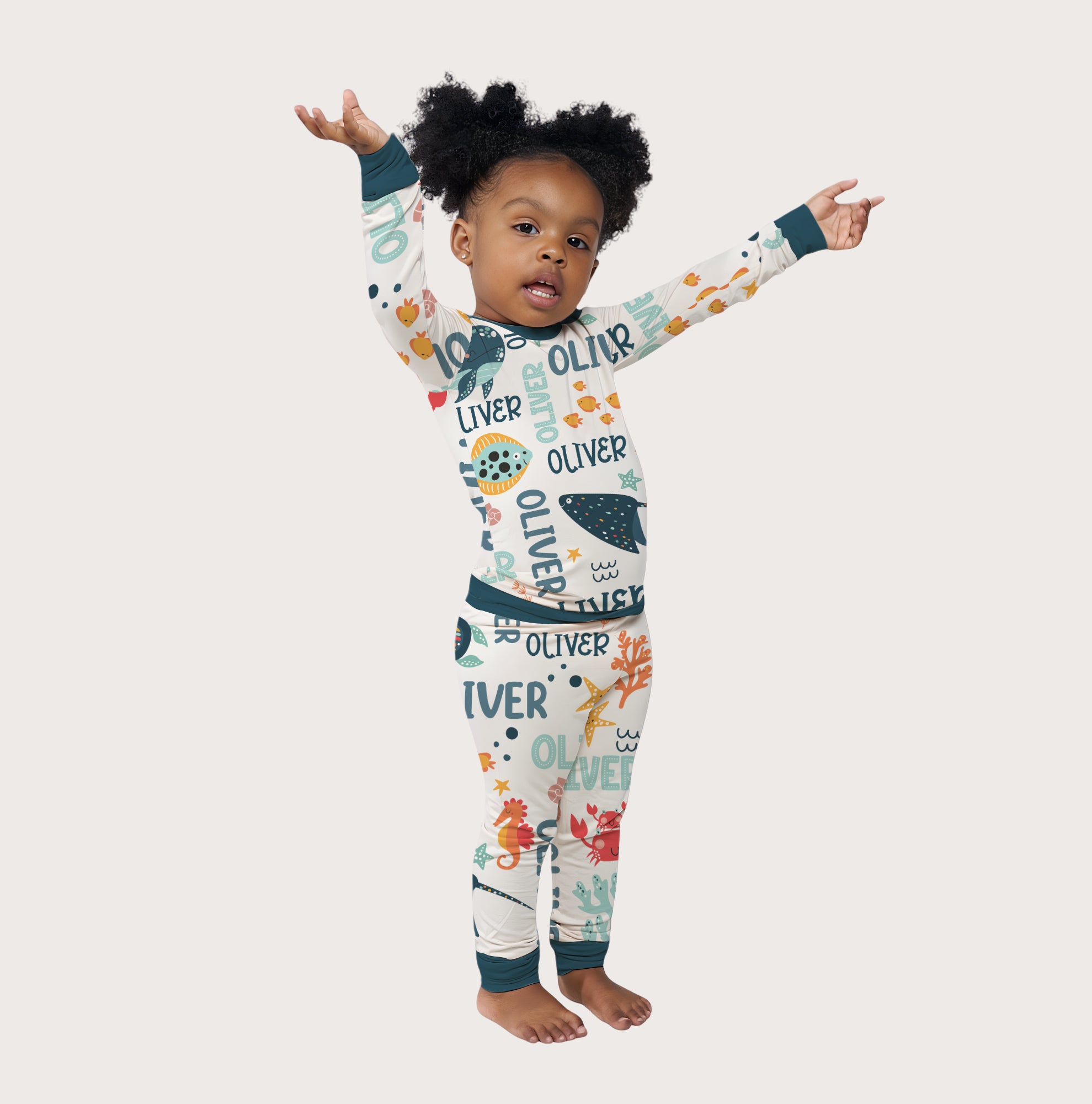 Personalized Pajama Set in Ocean Animals