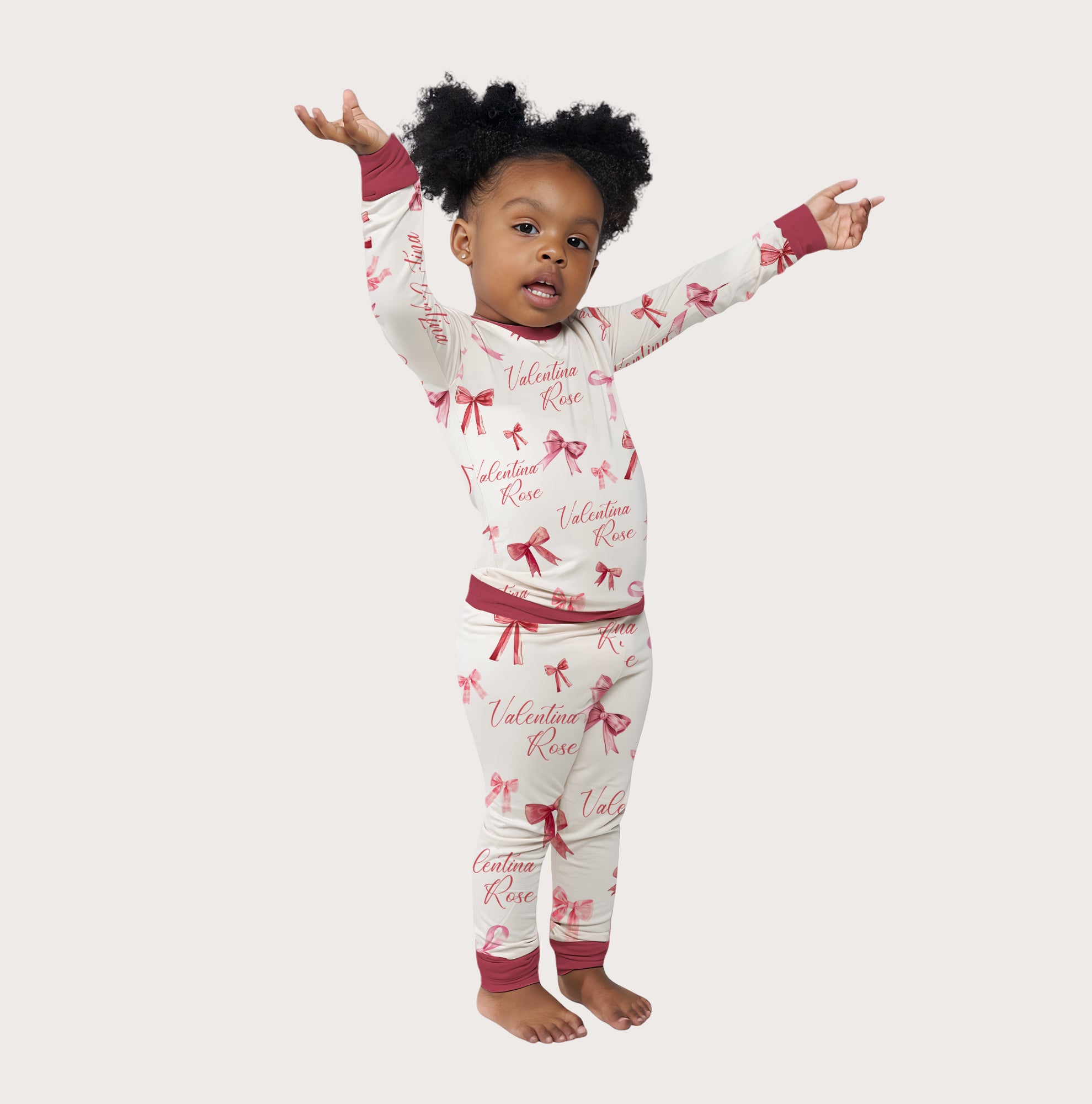 White Coquette Bow Personalized Pajama Set