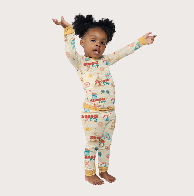 Personalized Baby Pajama Set in Summer Beach