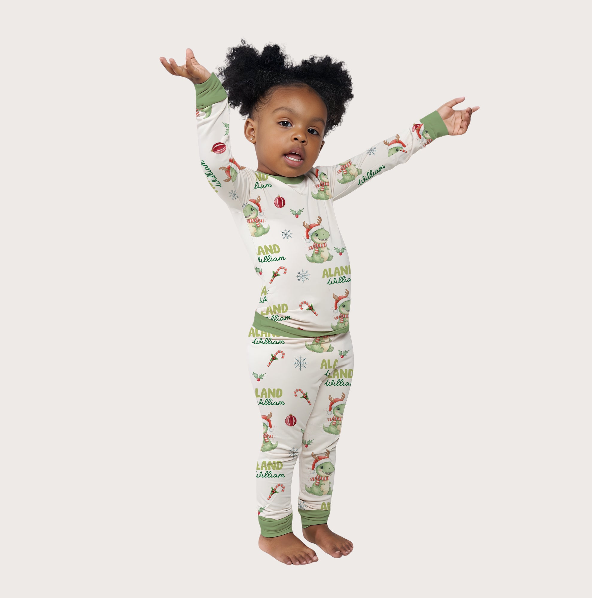 Personalized Pajama Set in Dinosaur's Christmas
