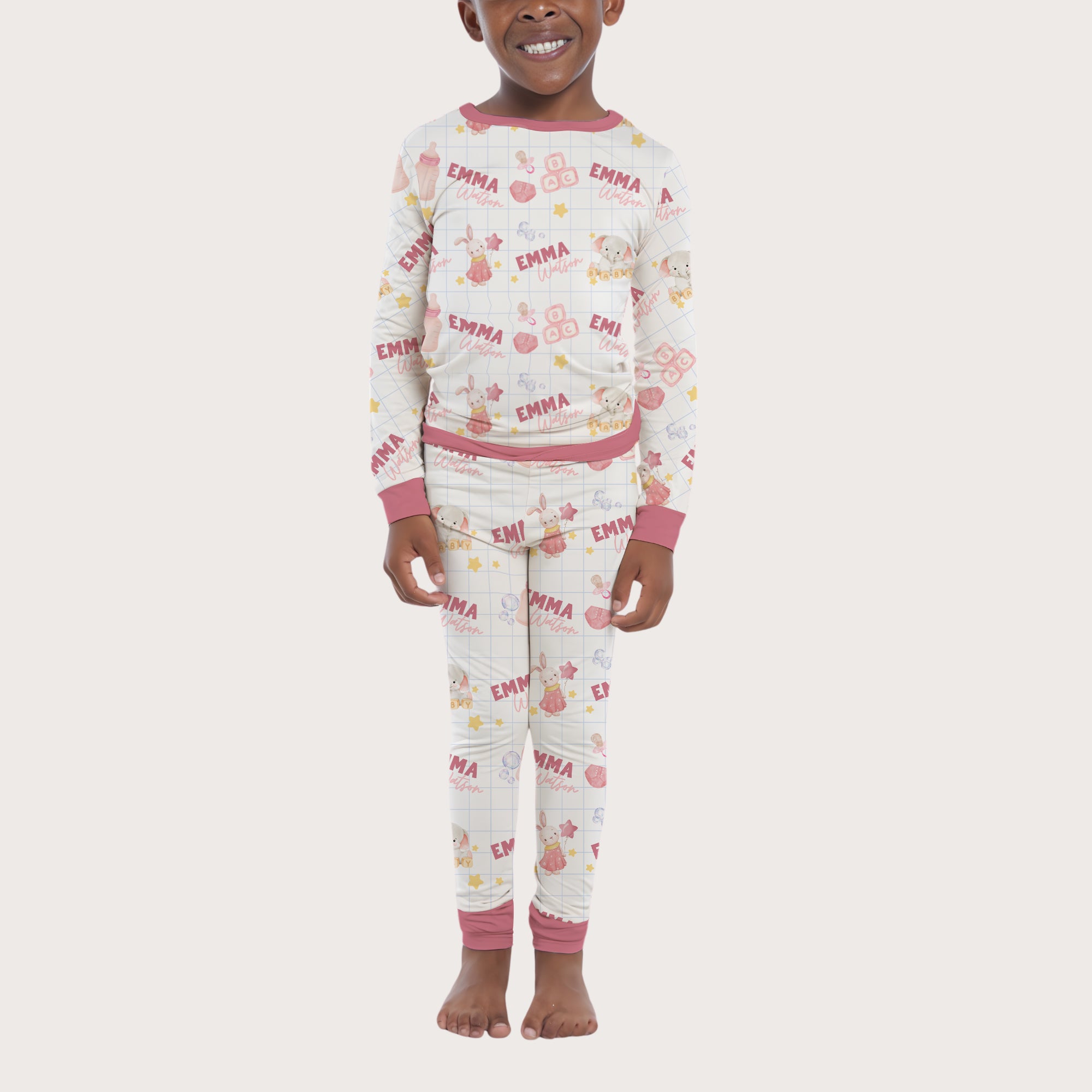 Personalized Pajama Set in Pink Milk Drunk