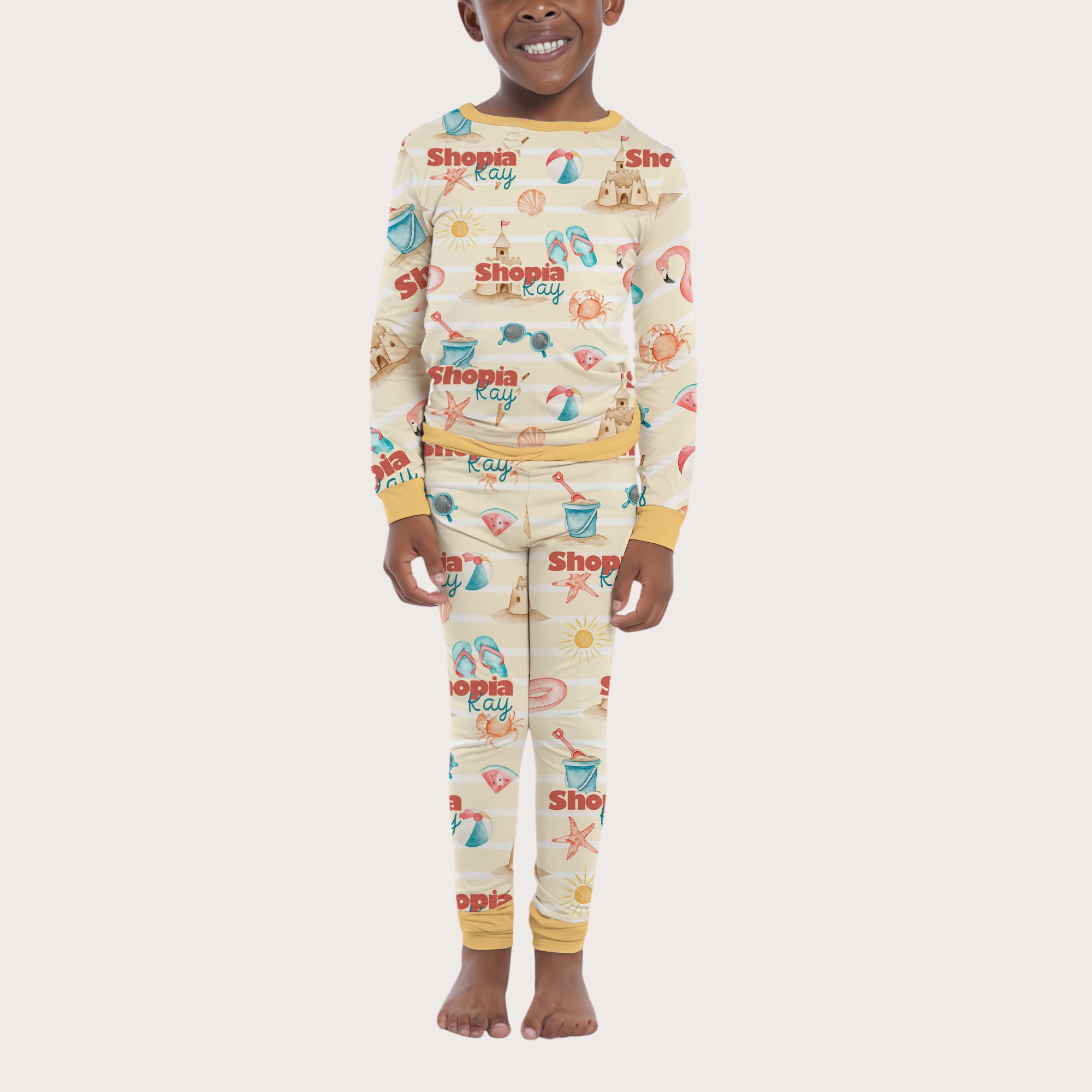Personalized Pajama Set in Summer Beach