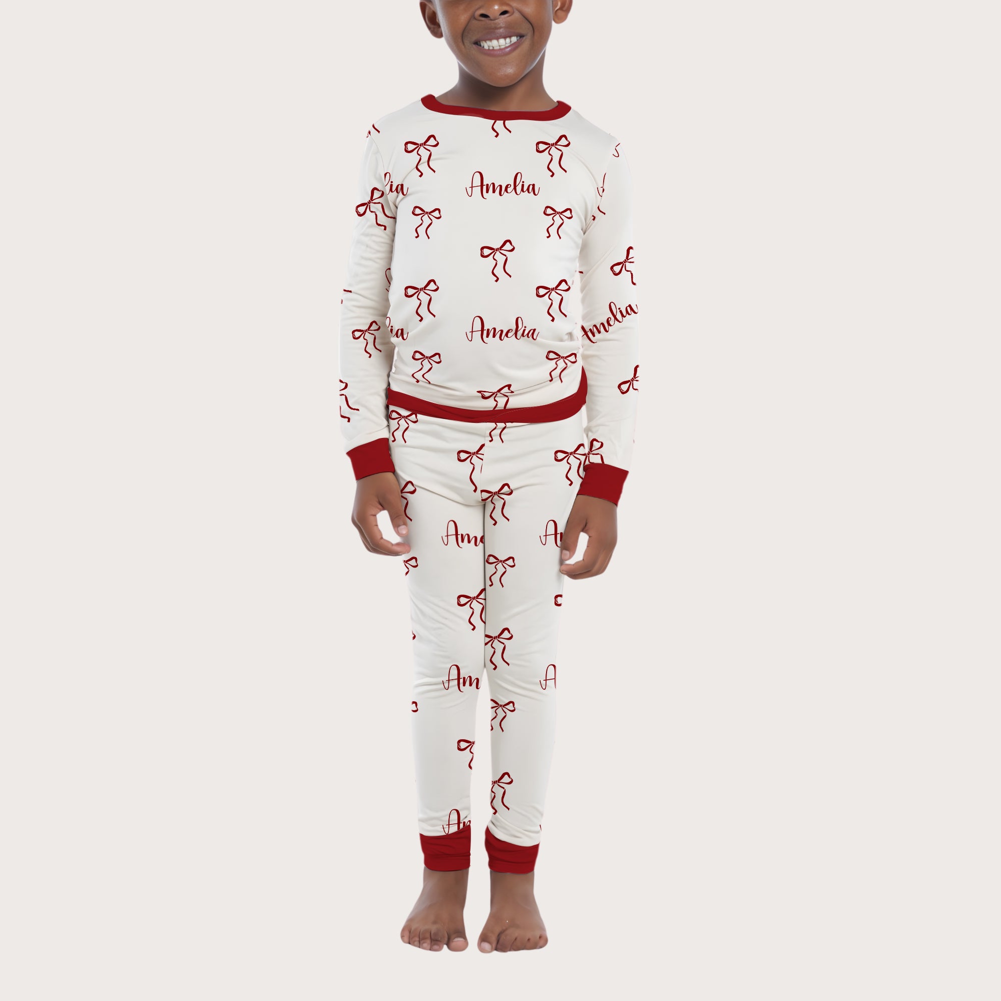 Personalized Pajama Set in Coquette Ribbon