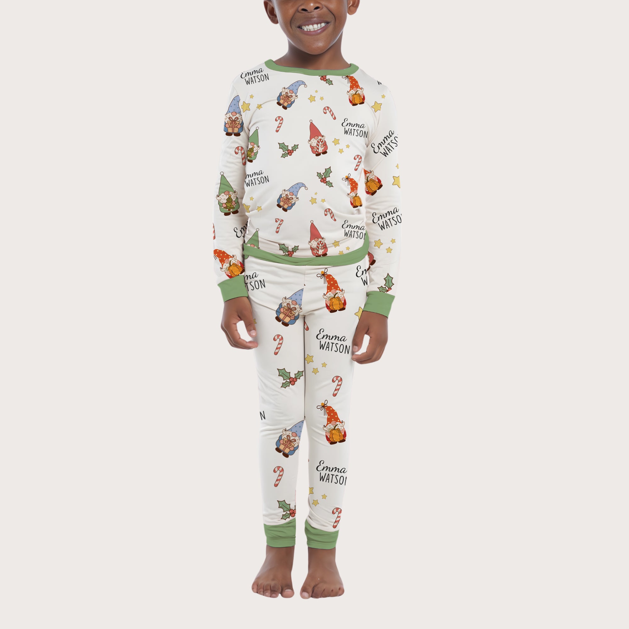 Personalized Pajama Set in Christmas Gnomes