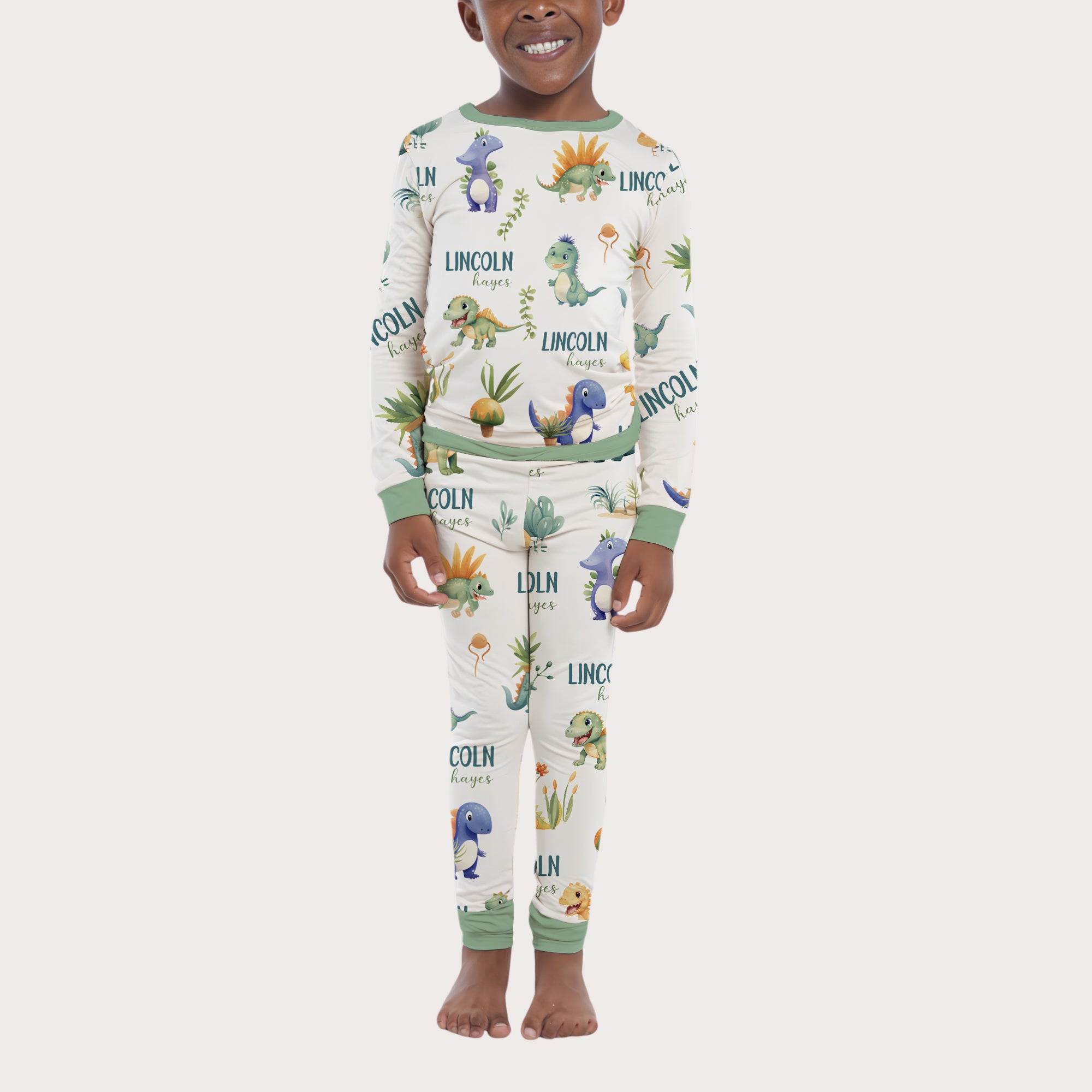 Personalized Pajama Set in Dinosaur Boy