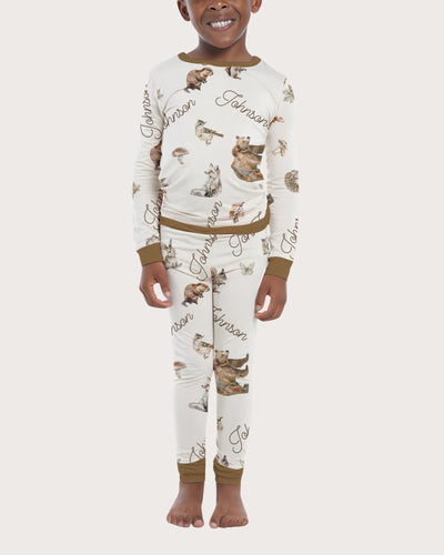 Personalized Baby Pajama Set in Woodland Animals