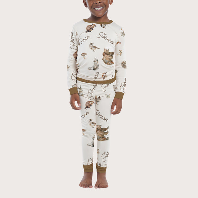 Personalized Baby Pajama Set in Woodland Animals
