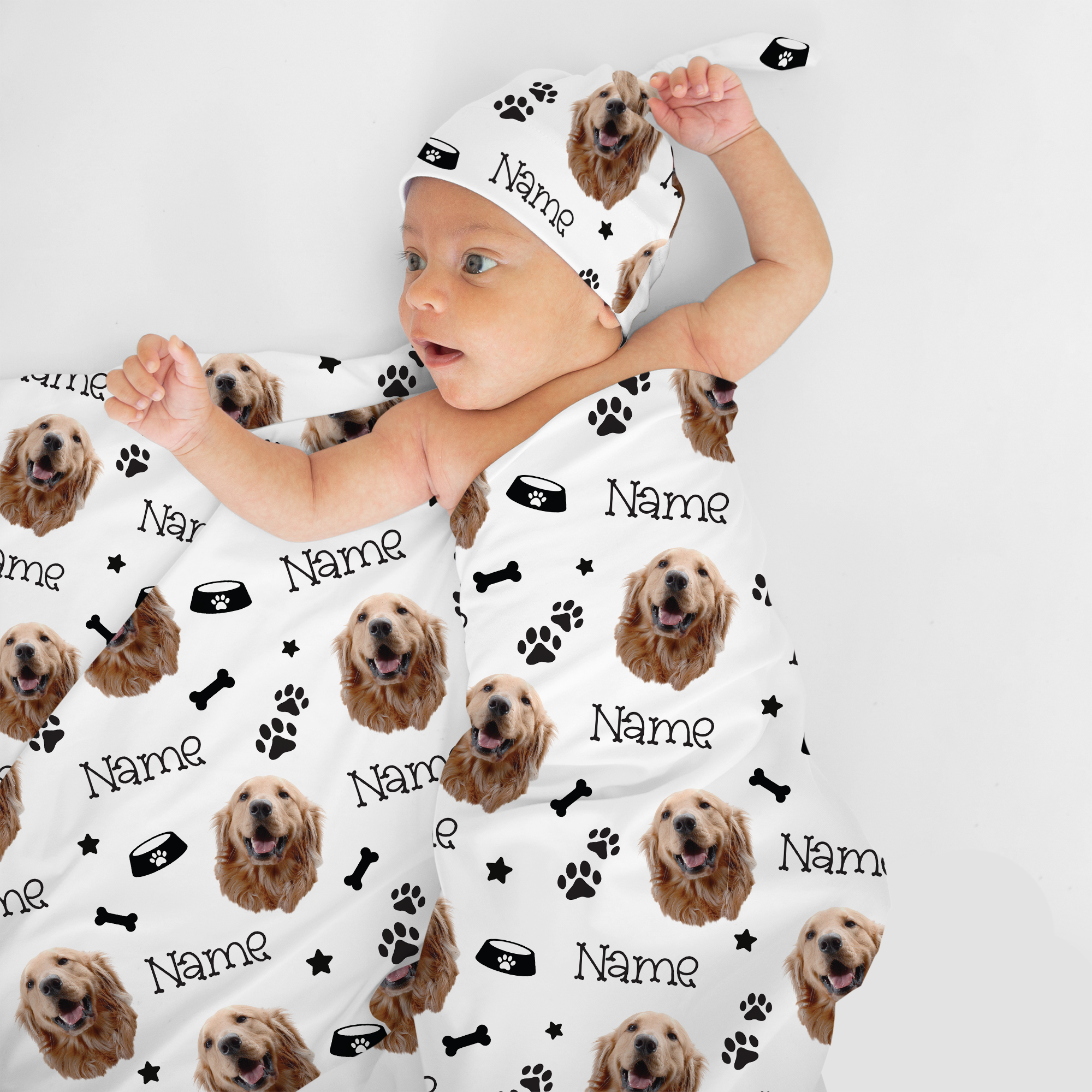 Personalized Custom Dog Portrait Swaddle Blanket
