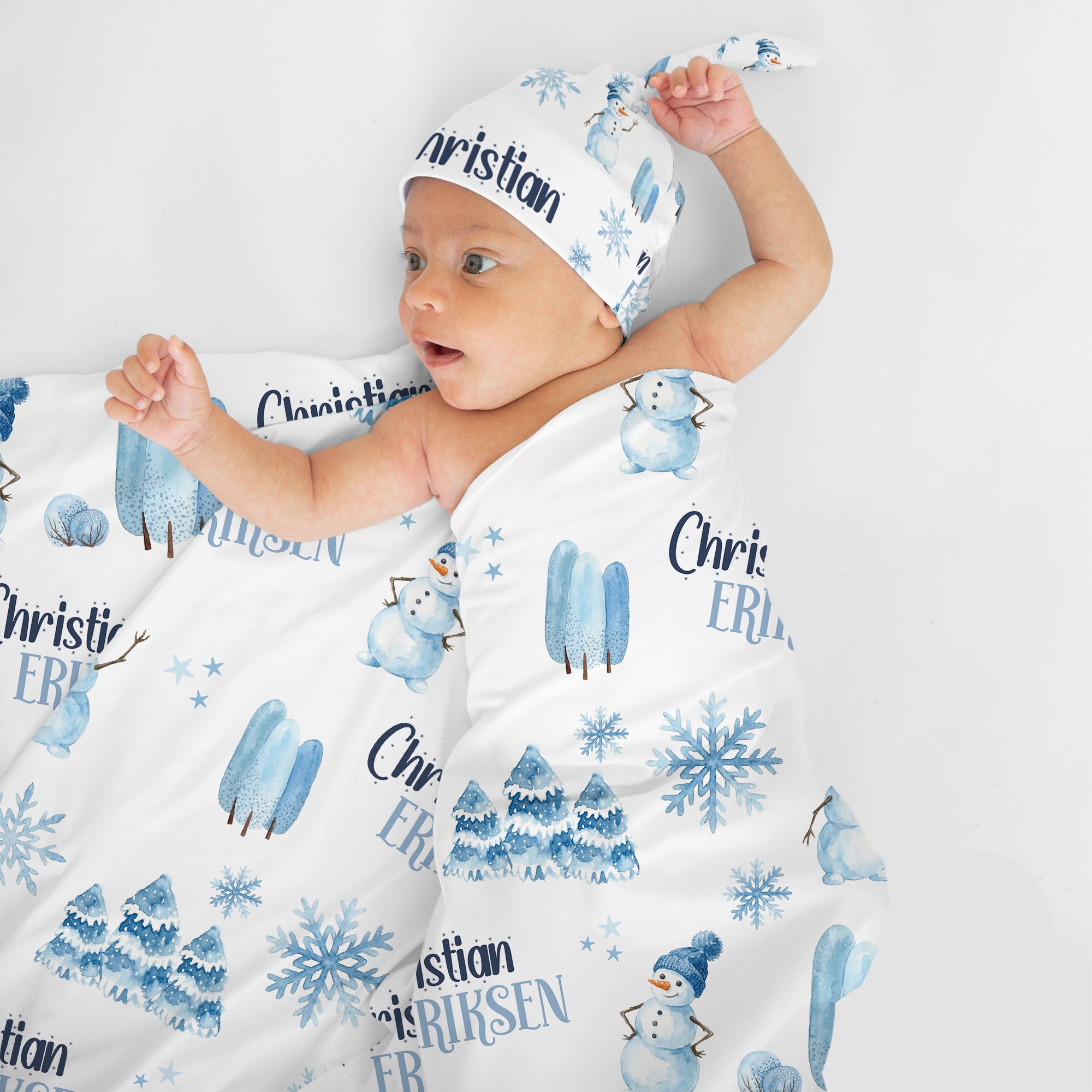 Personalized Knotted Hat in Snowman