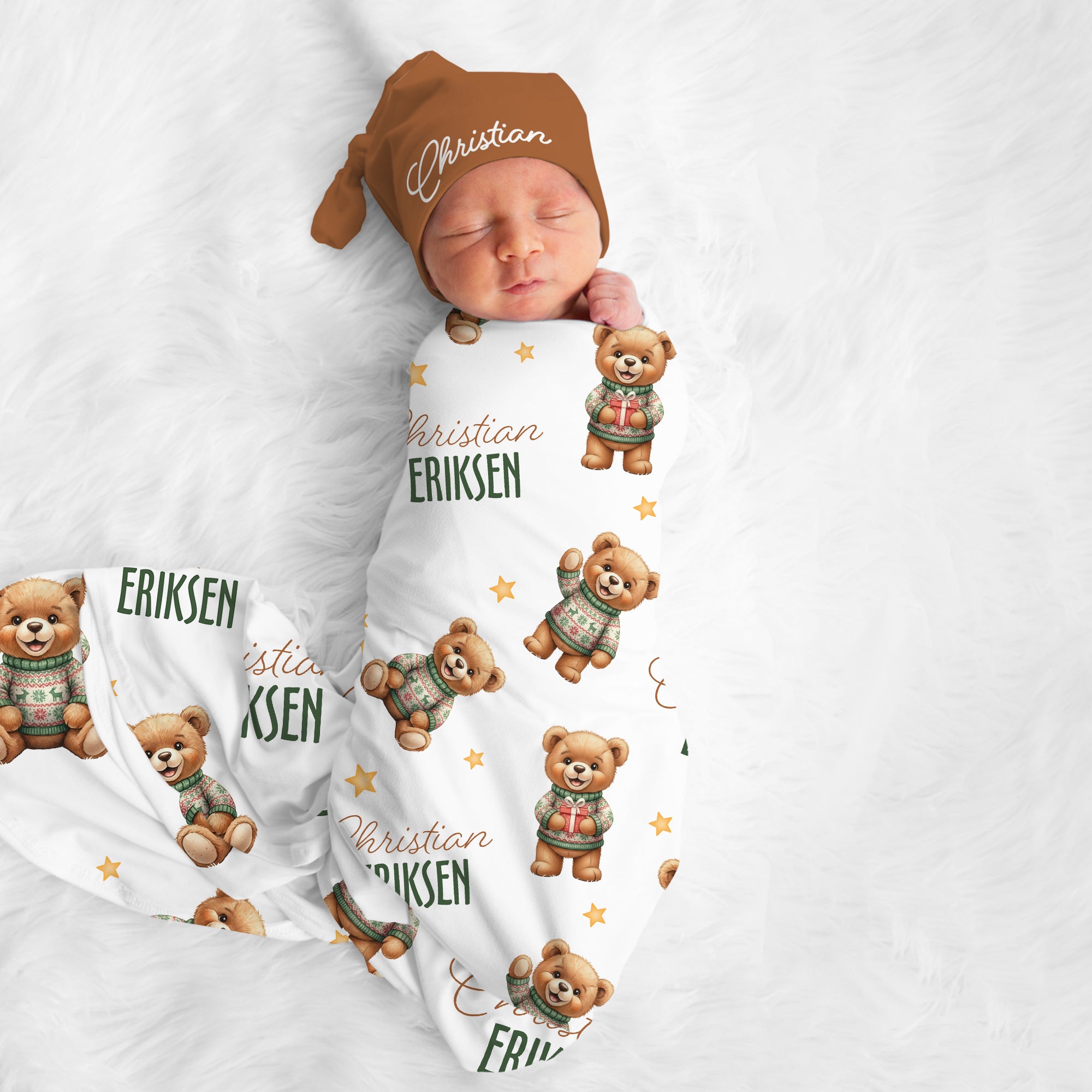 Personalized Swaddle in Cozy Bear