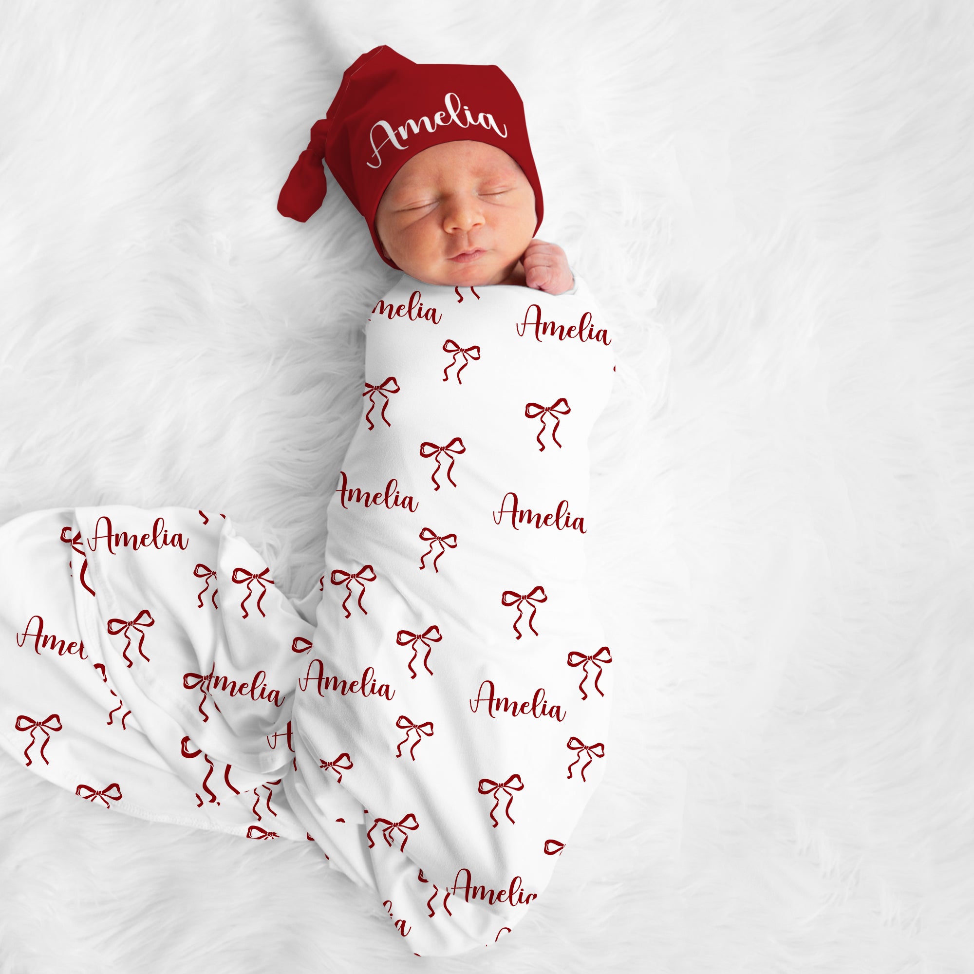 Coquette Ribbon Personalized Swaddle Blanket