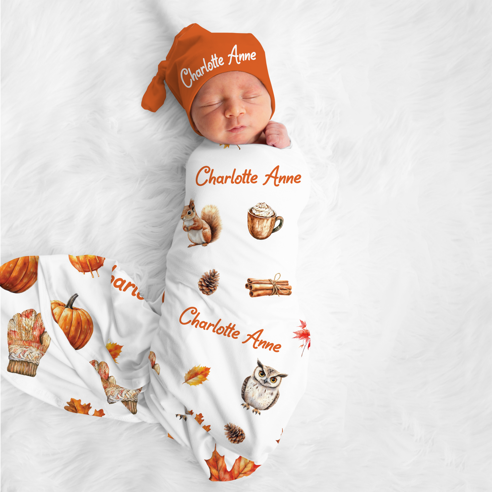 Personalized Swaddle in Fall Cottage