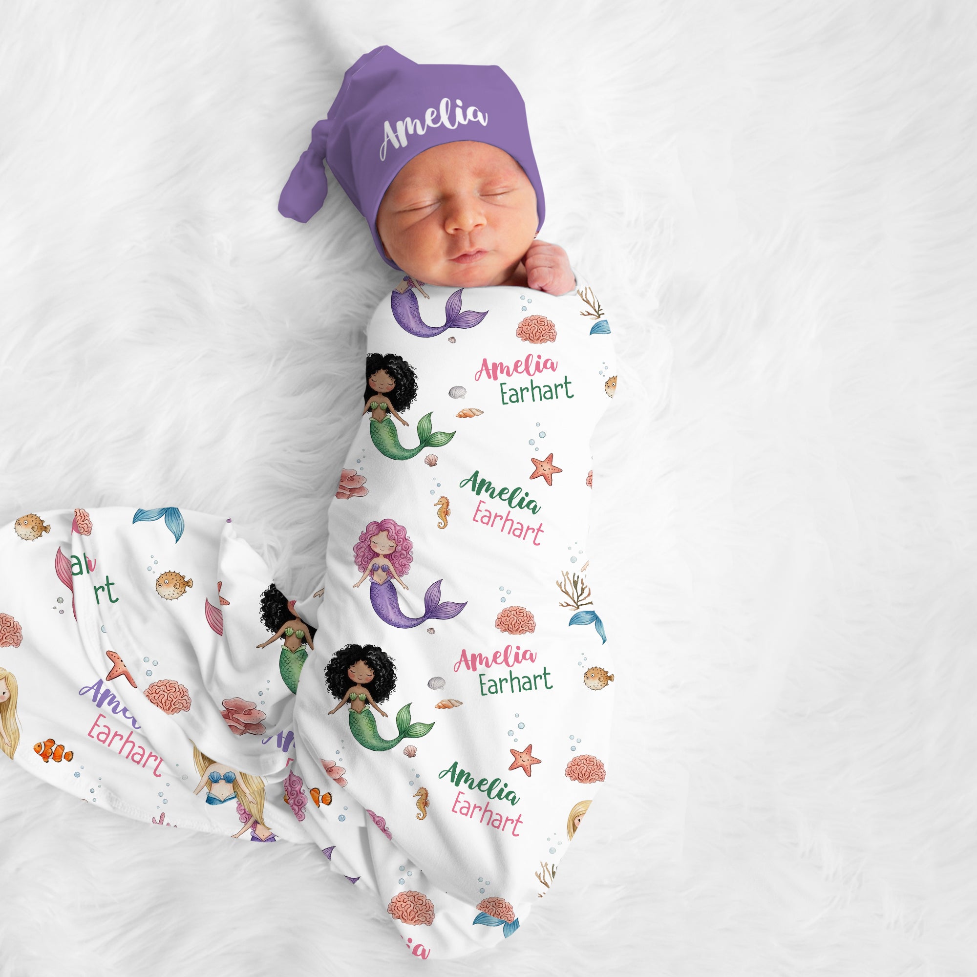Little Mermaid Personalized Swaddle Blanket