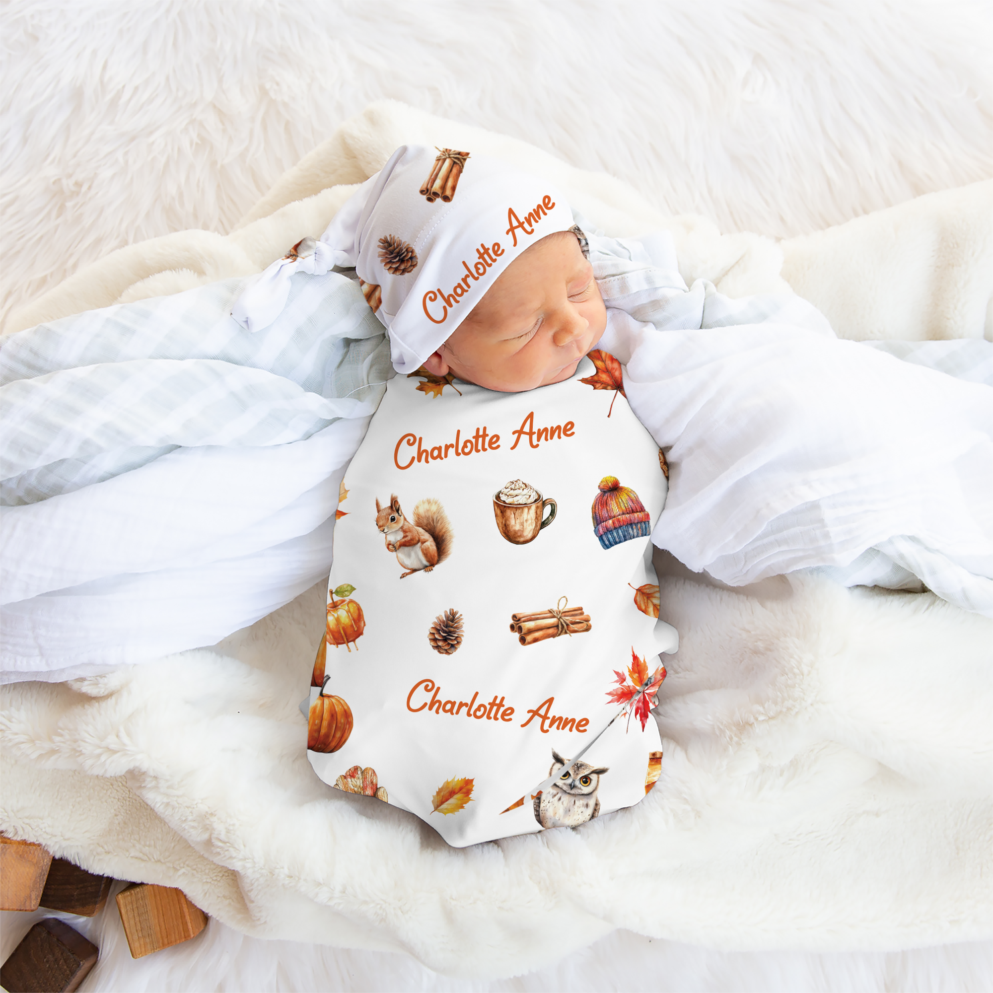 Personalized Knotted Hat in Fall Cottage