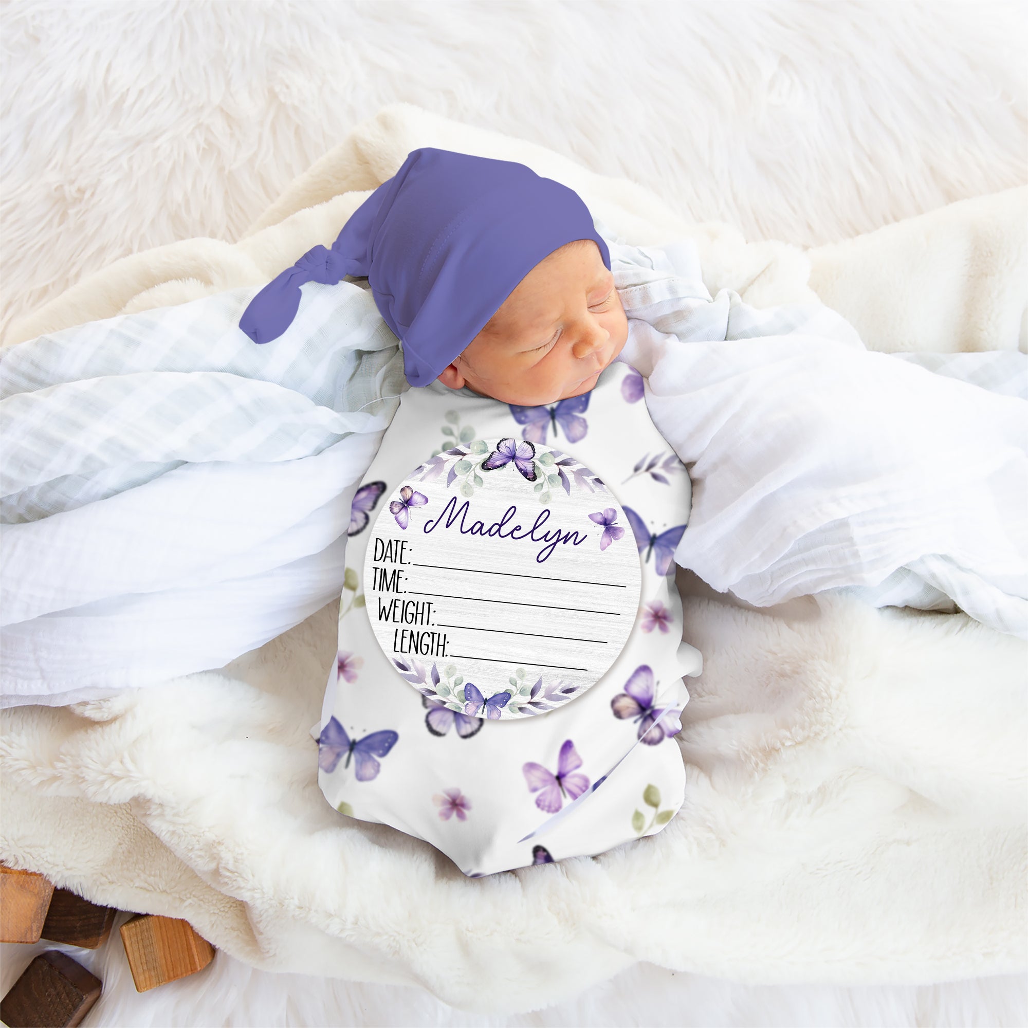 Personalized Wood Sign in Purple Butterfly