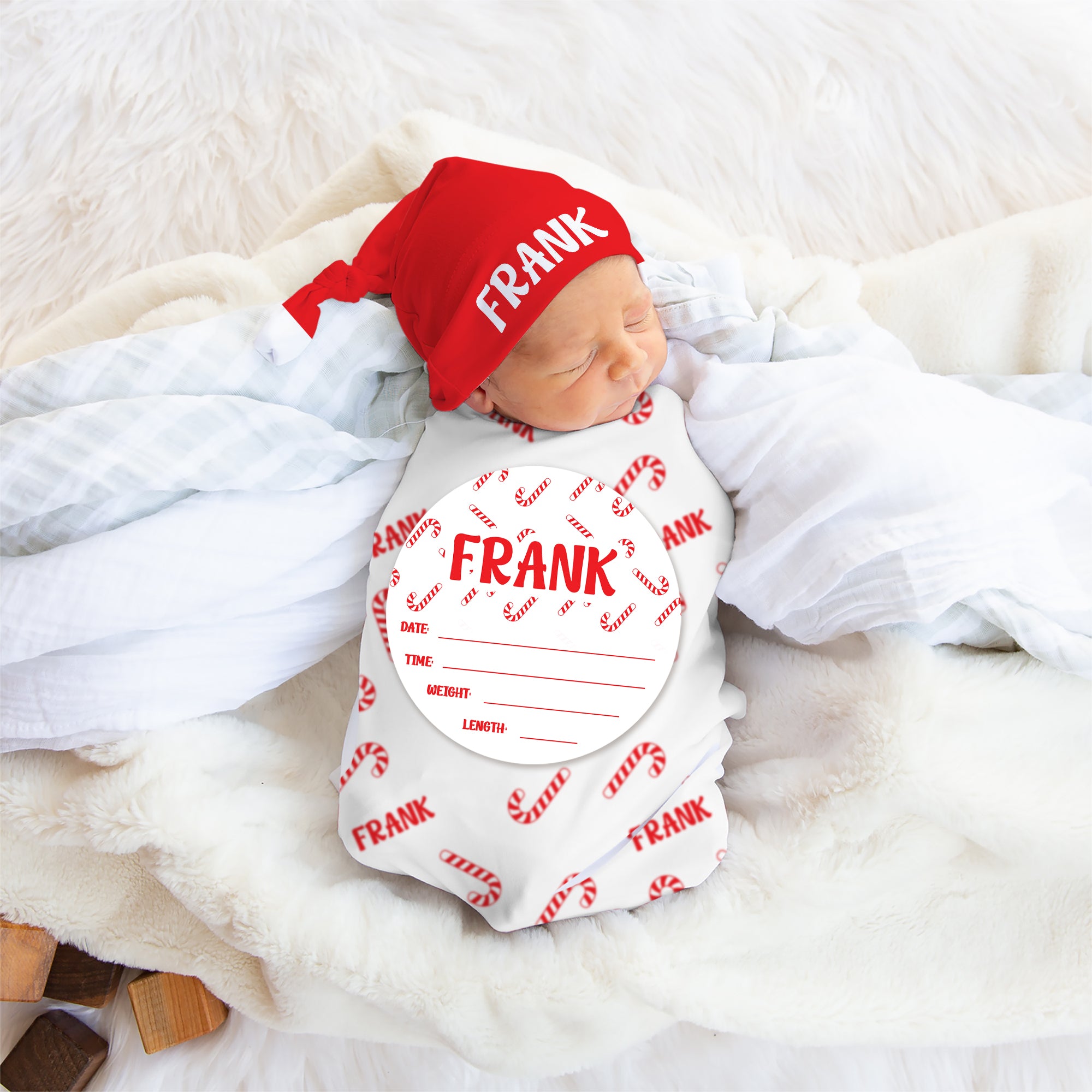 Personalized Wood Sign in Candy Cane
