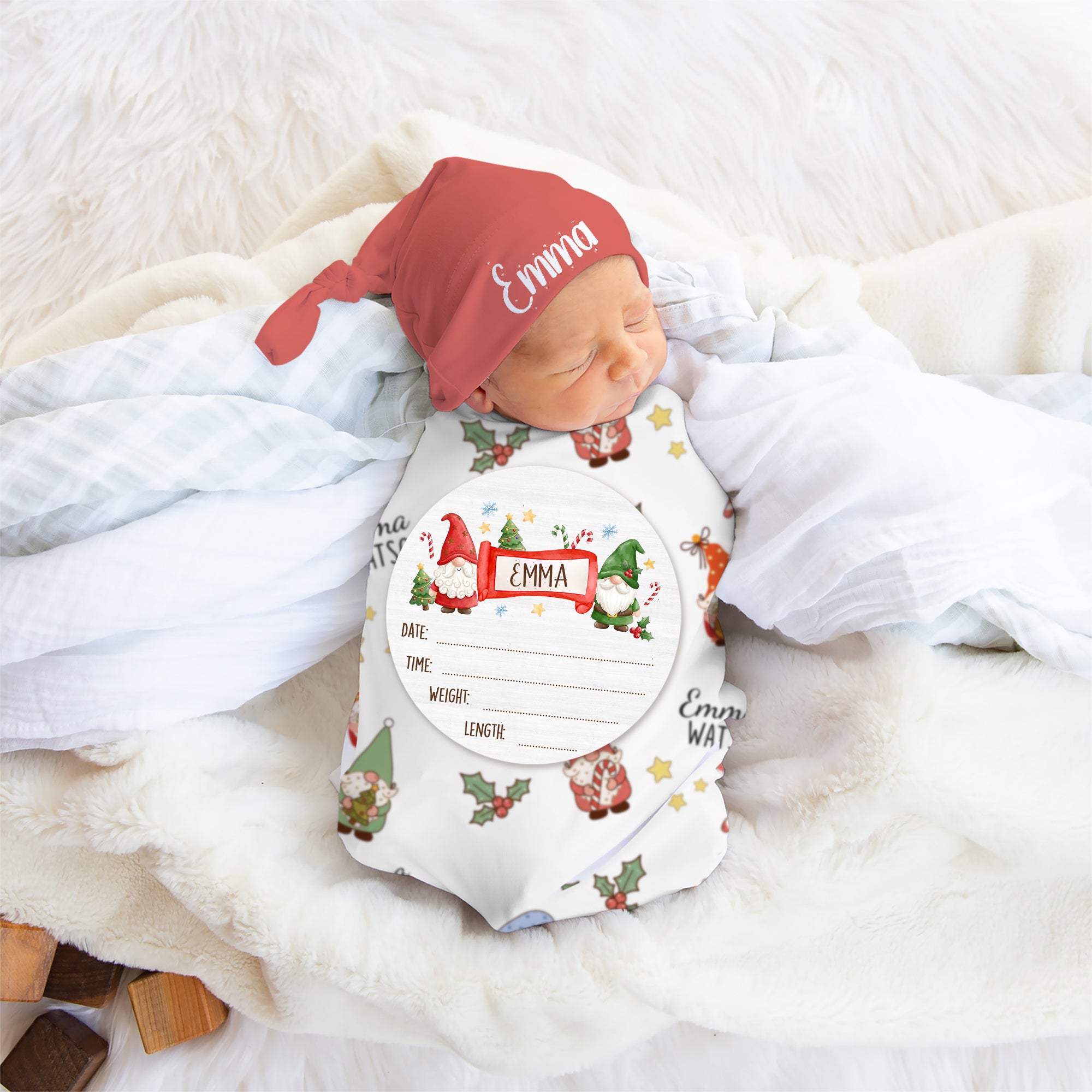 Personalized Wood Sign in Christmas Gnomes