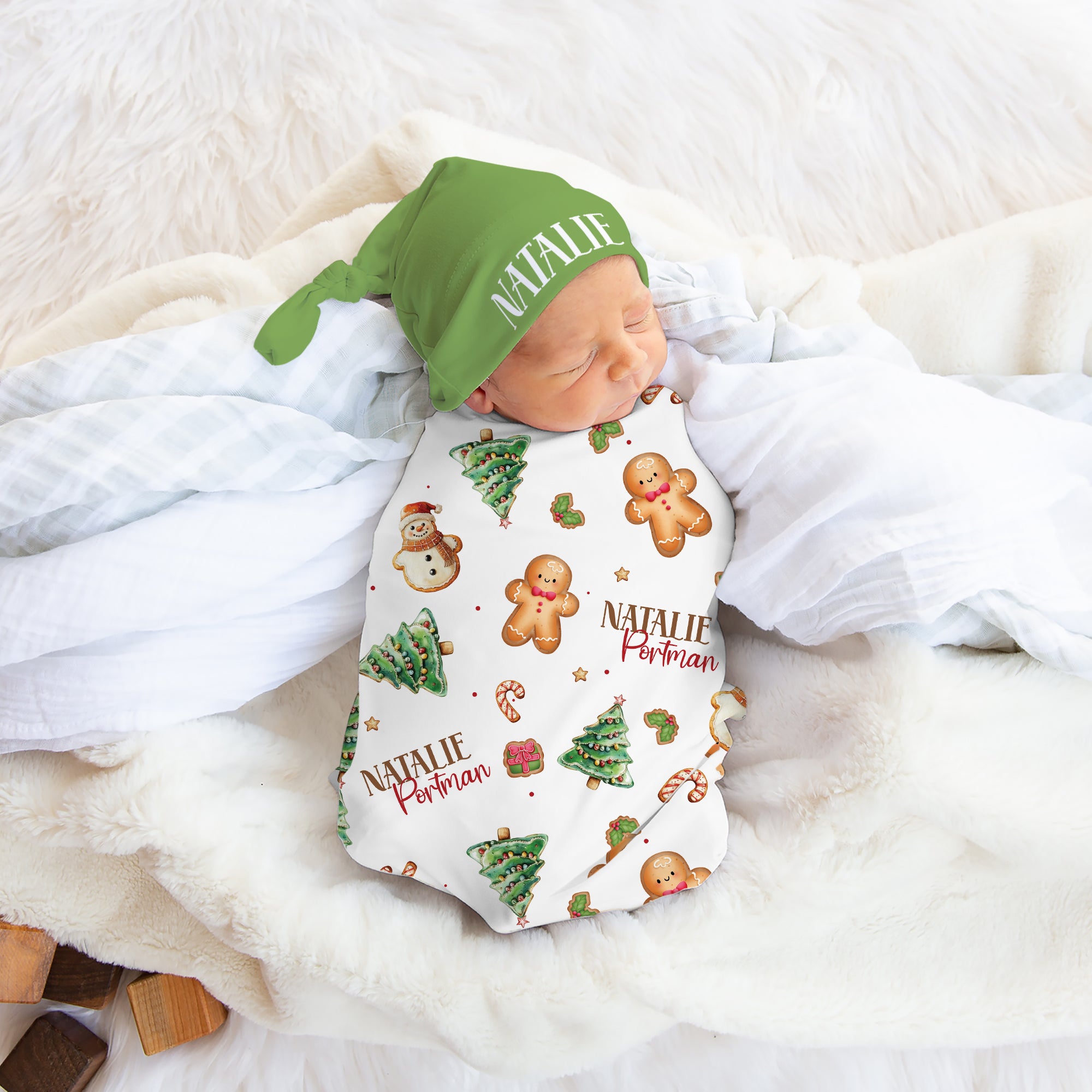 Personalized Swaddle in Gingerbread