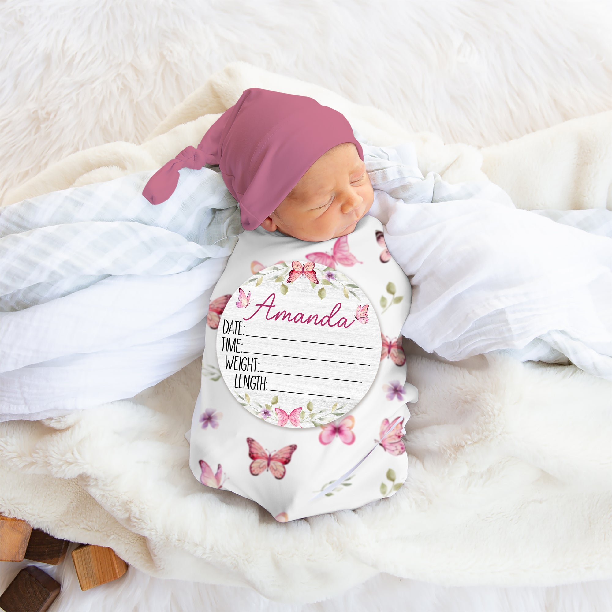 Personalized Wood Sign in Pink Butterfly