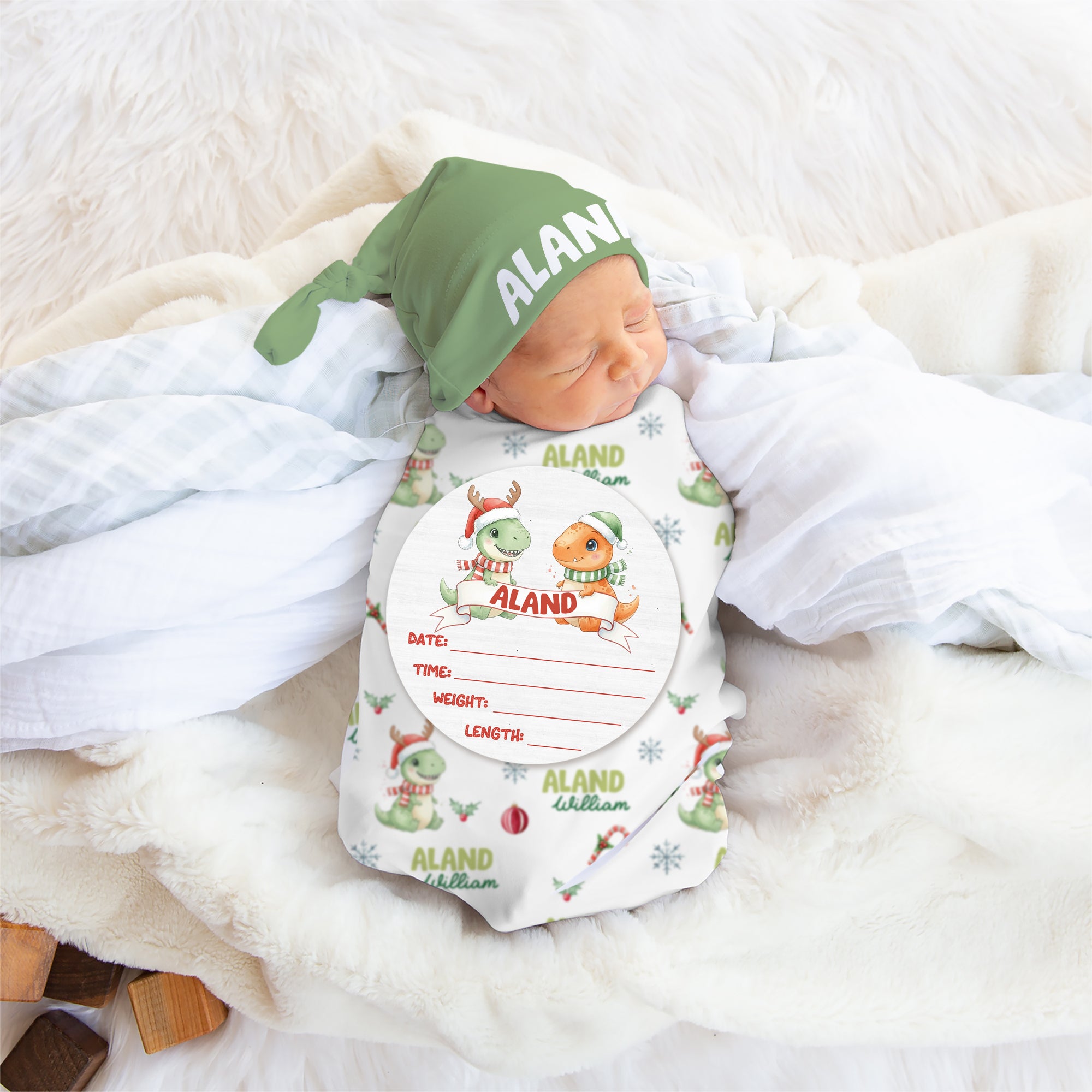 Personalized Wood Sign in Dinosaur's Christmas