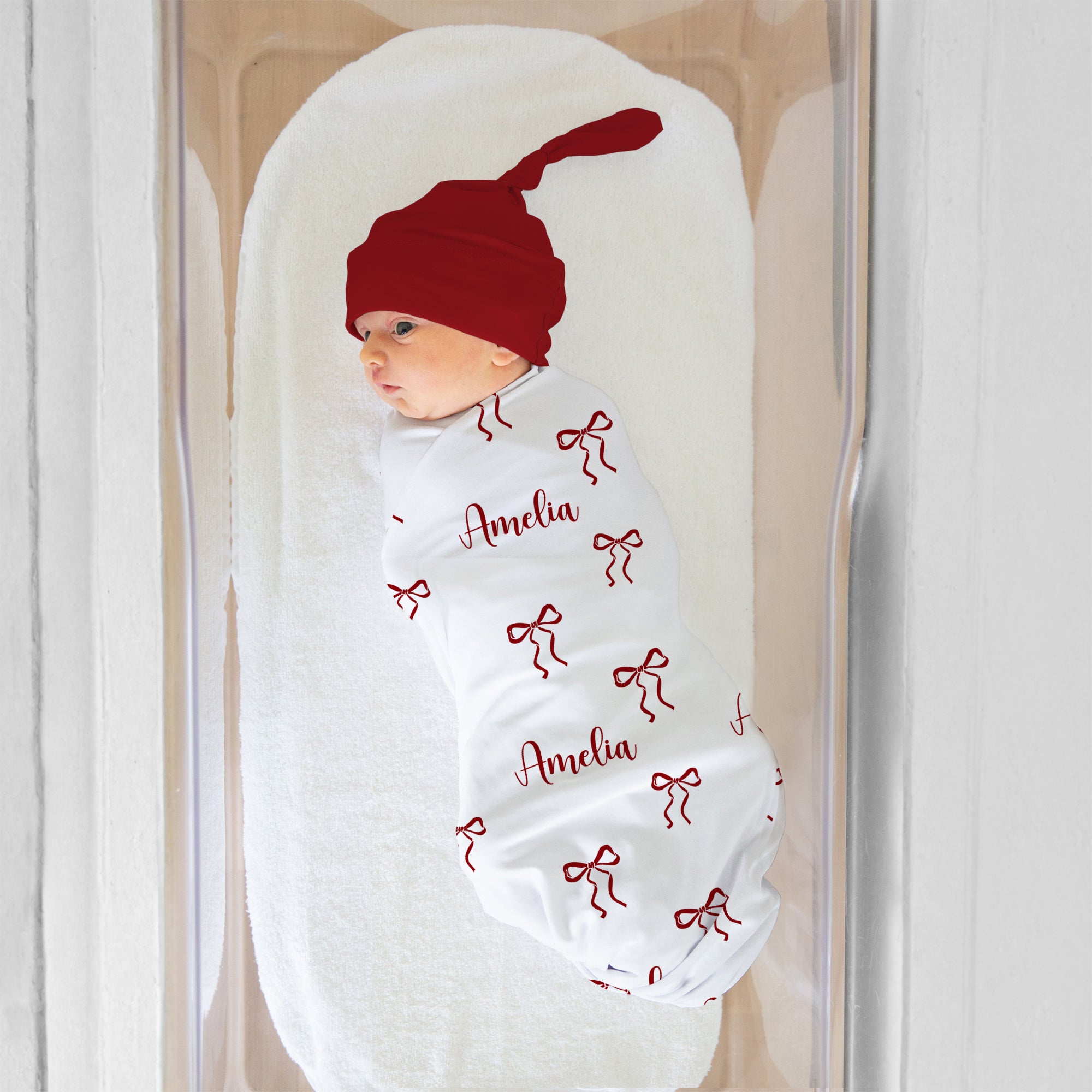 Personalized Swaddle in Coquette Ribbon