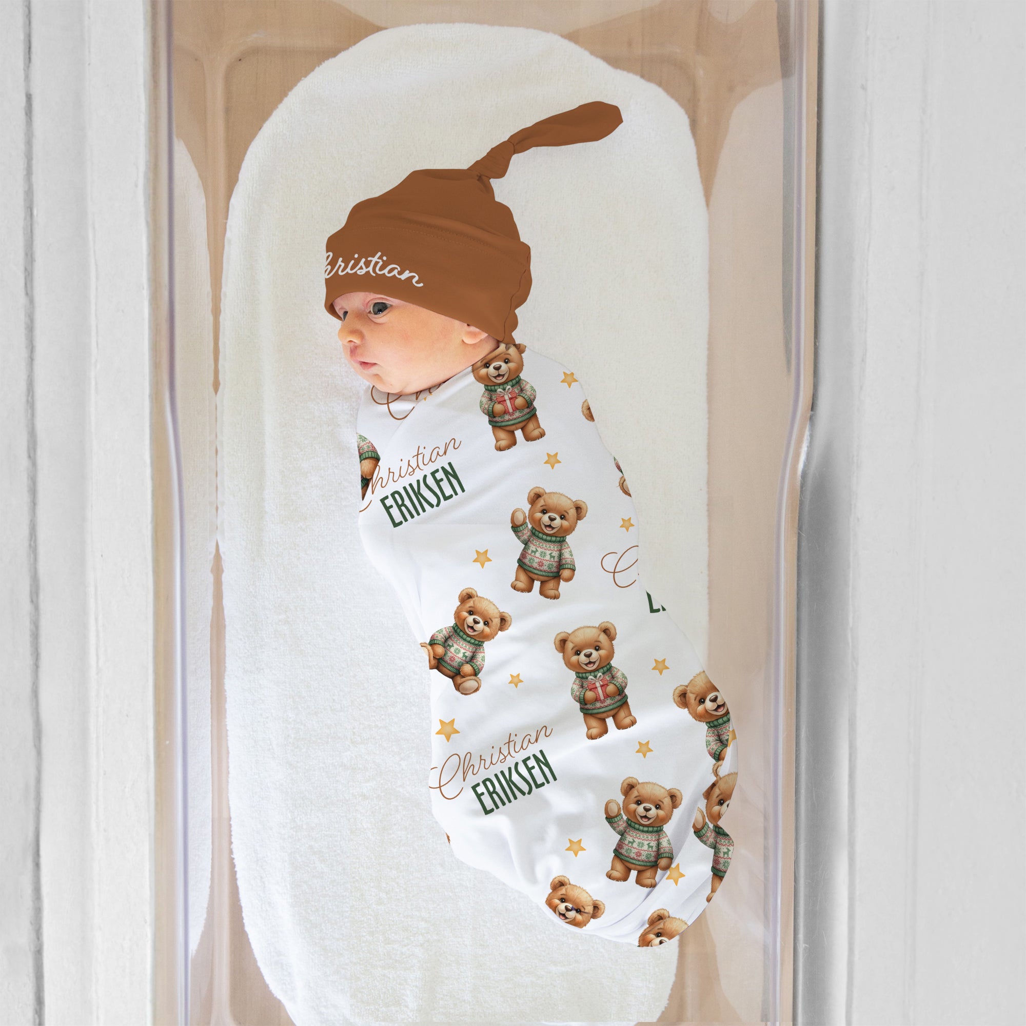 Personalized Swaddle in Cozy Bear