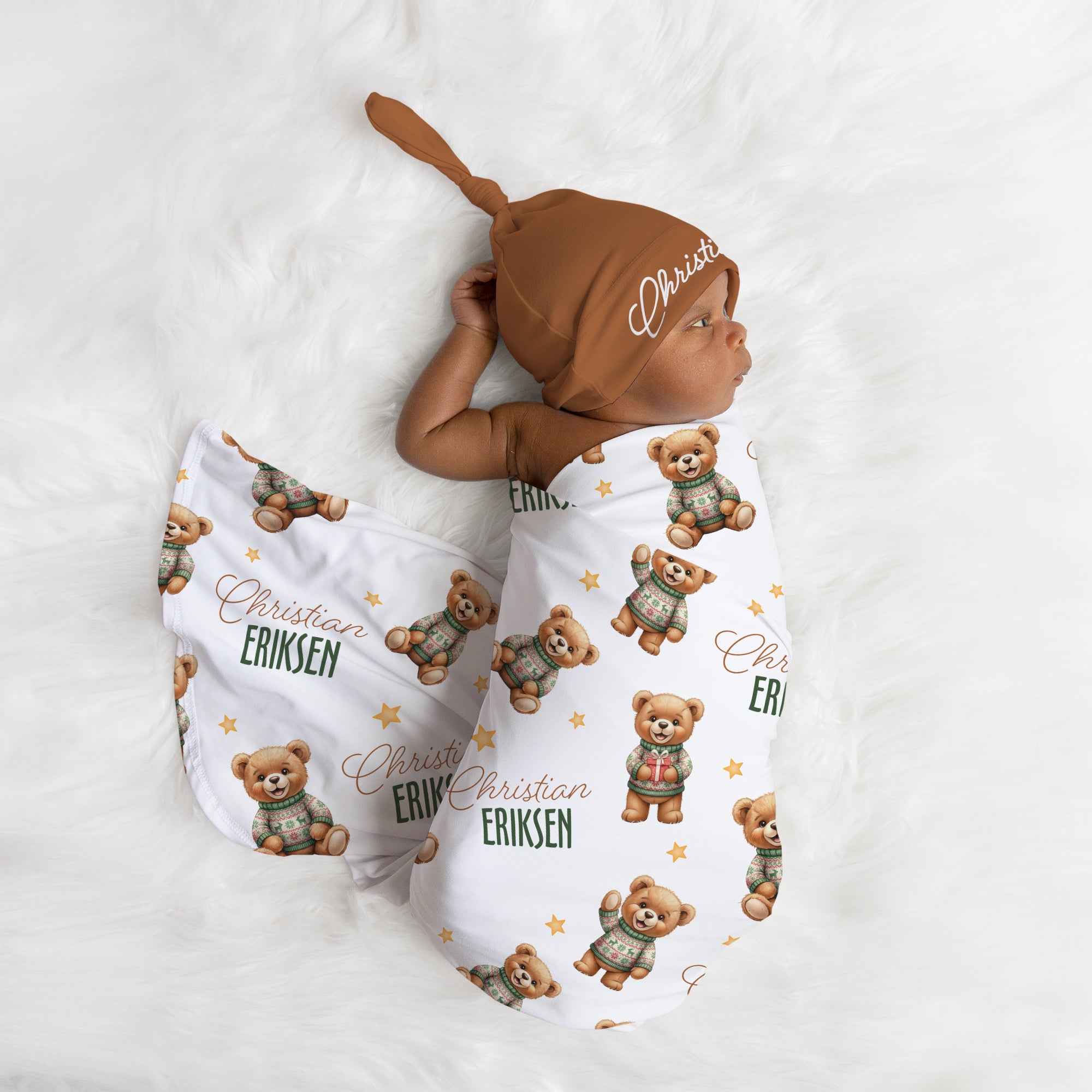 Personalized Swaddle in Cozy Bear