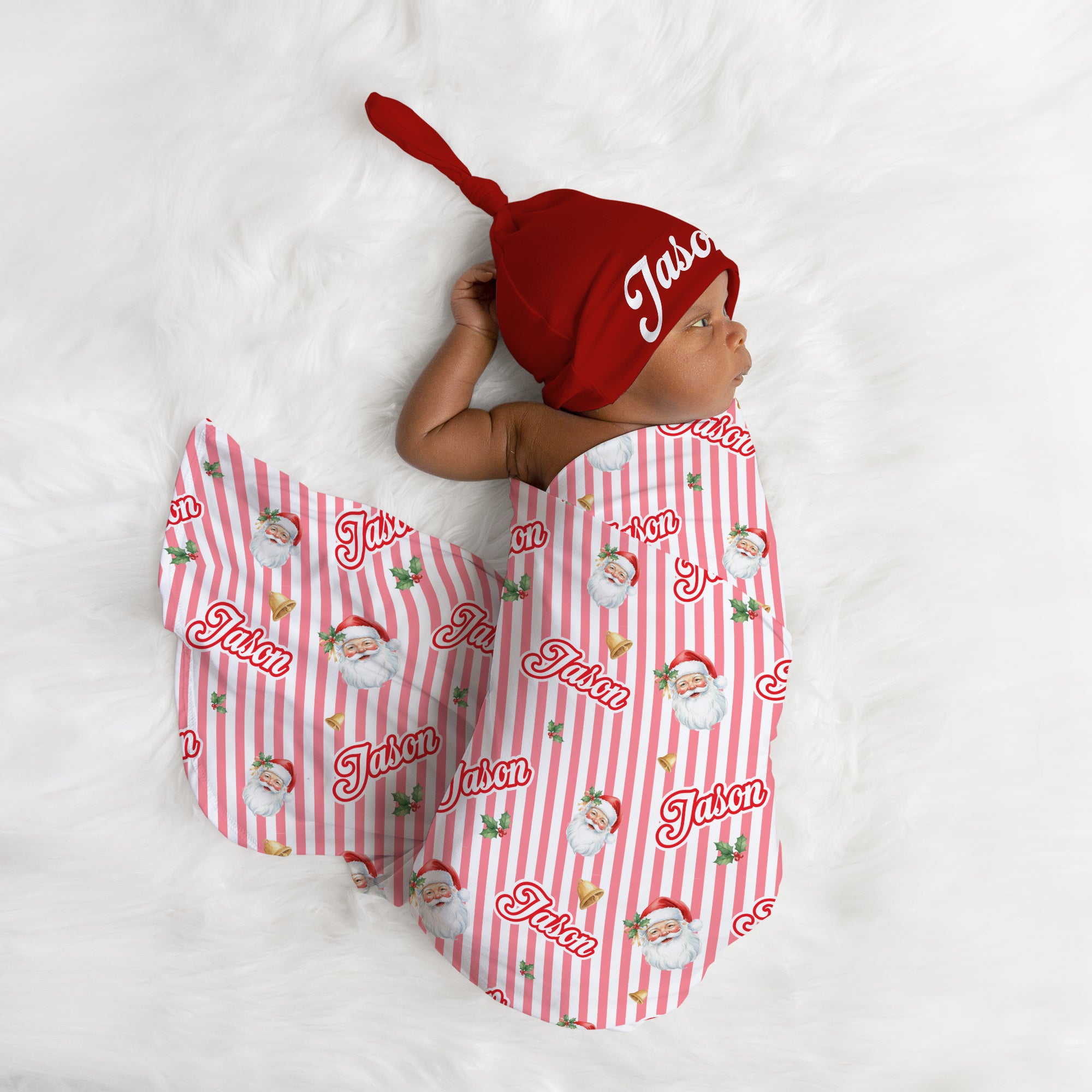Personalized Swaddle in Santa Baby
