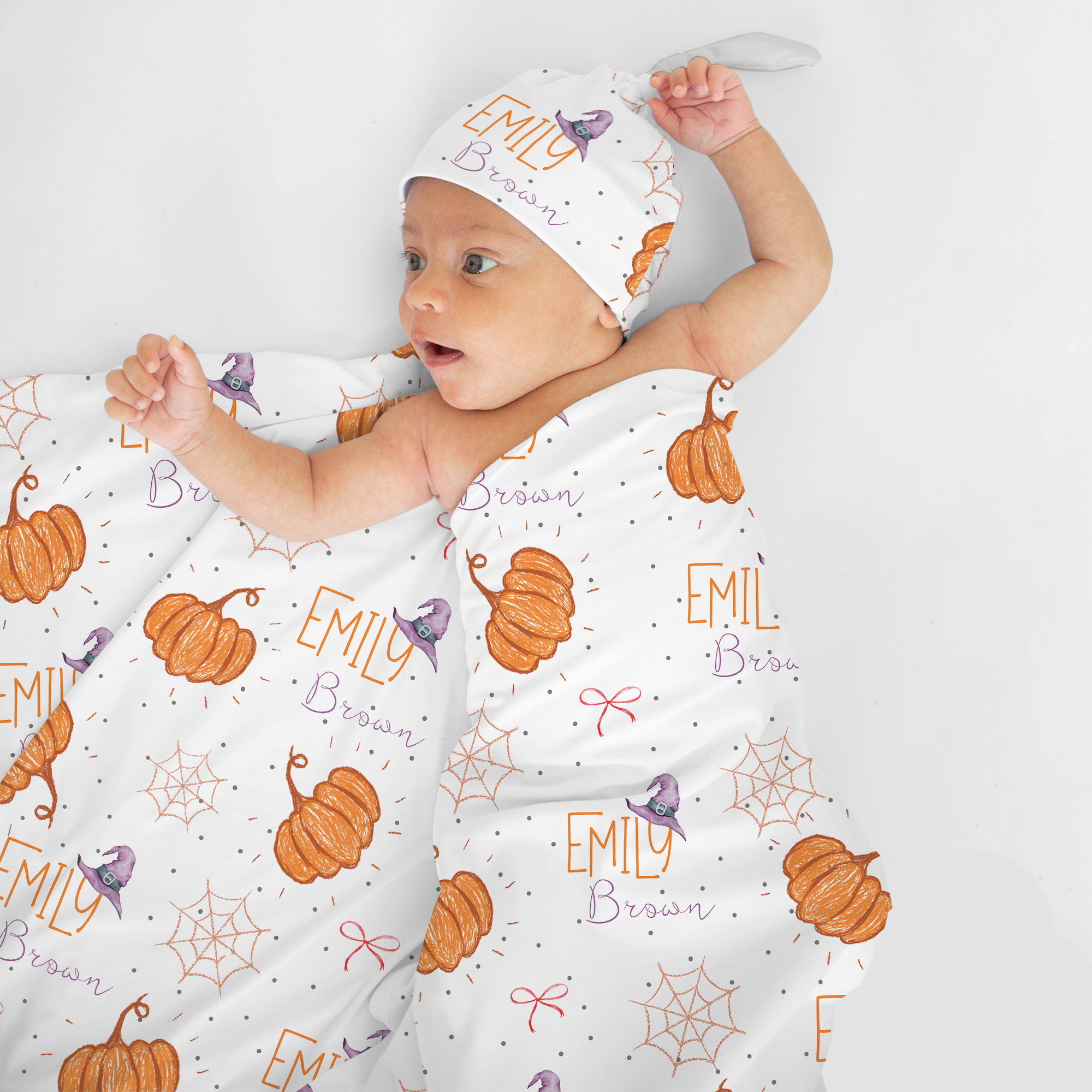 Personalized Swaddle Blanket in Little Pumpkin