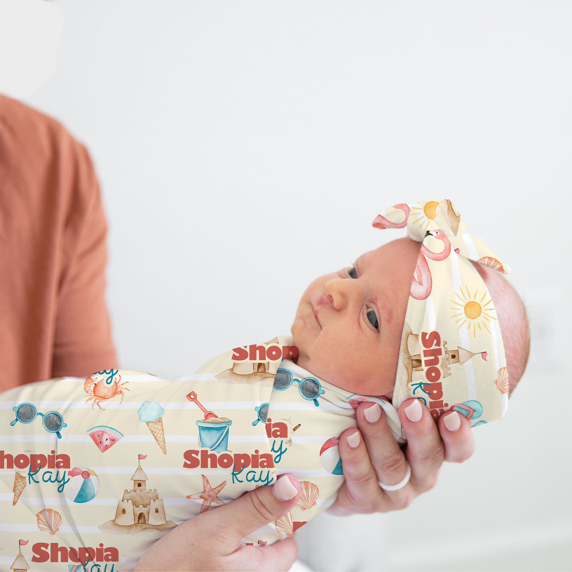 Personalized Bow Headband in Summer Beach