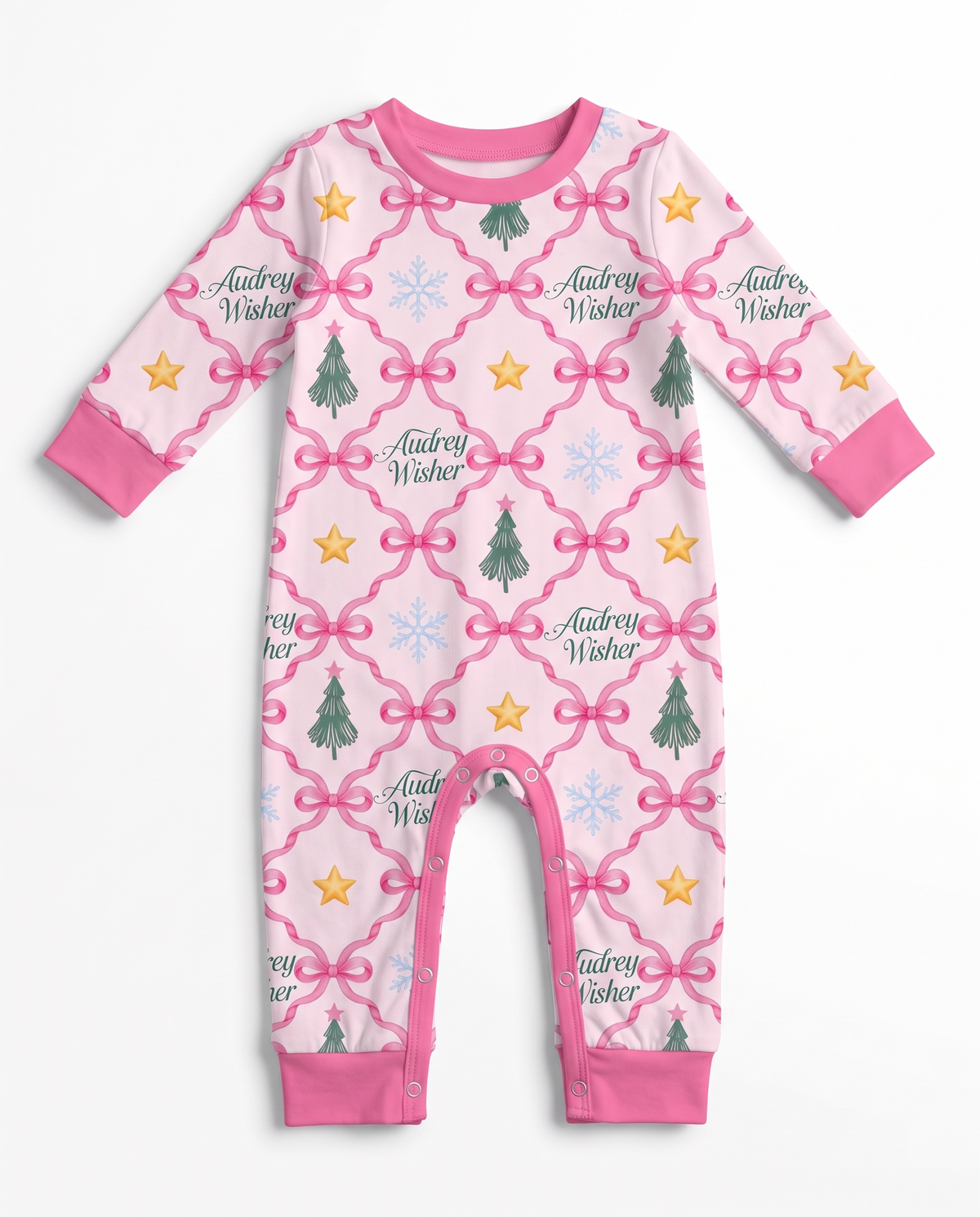 Personalized Long-sleeved Snap Romper in North Star