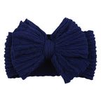 Soft Knit Bow Headband in Navy Blue
