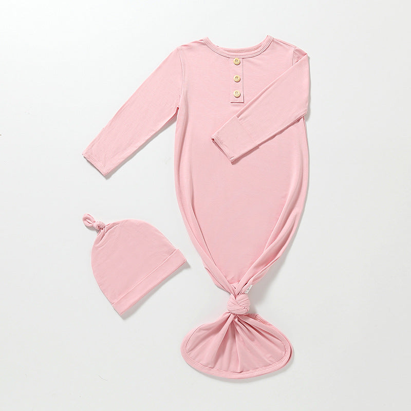 Knotted Gown with Hat in Pastel Pink