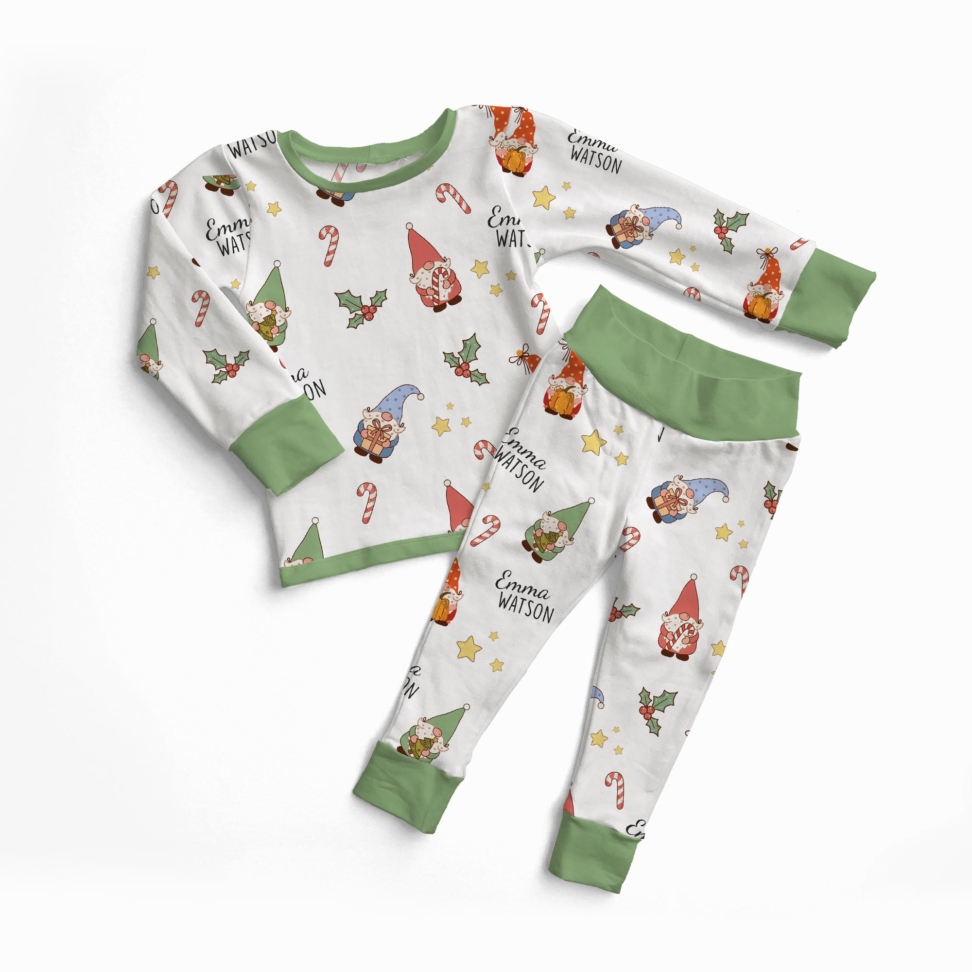 Personalized Pajama Set in Christmas Gnomes