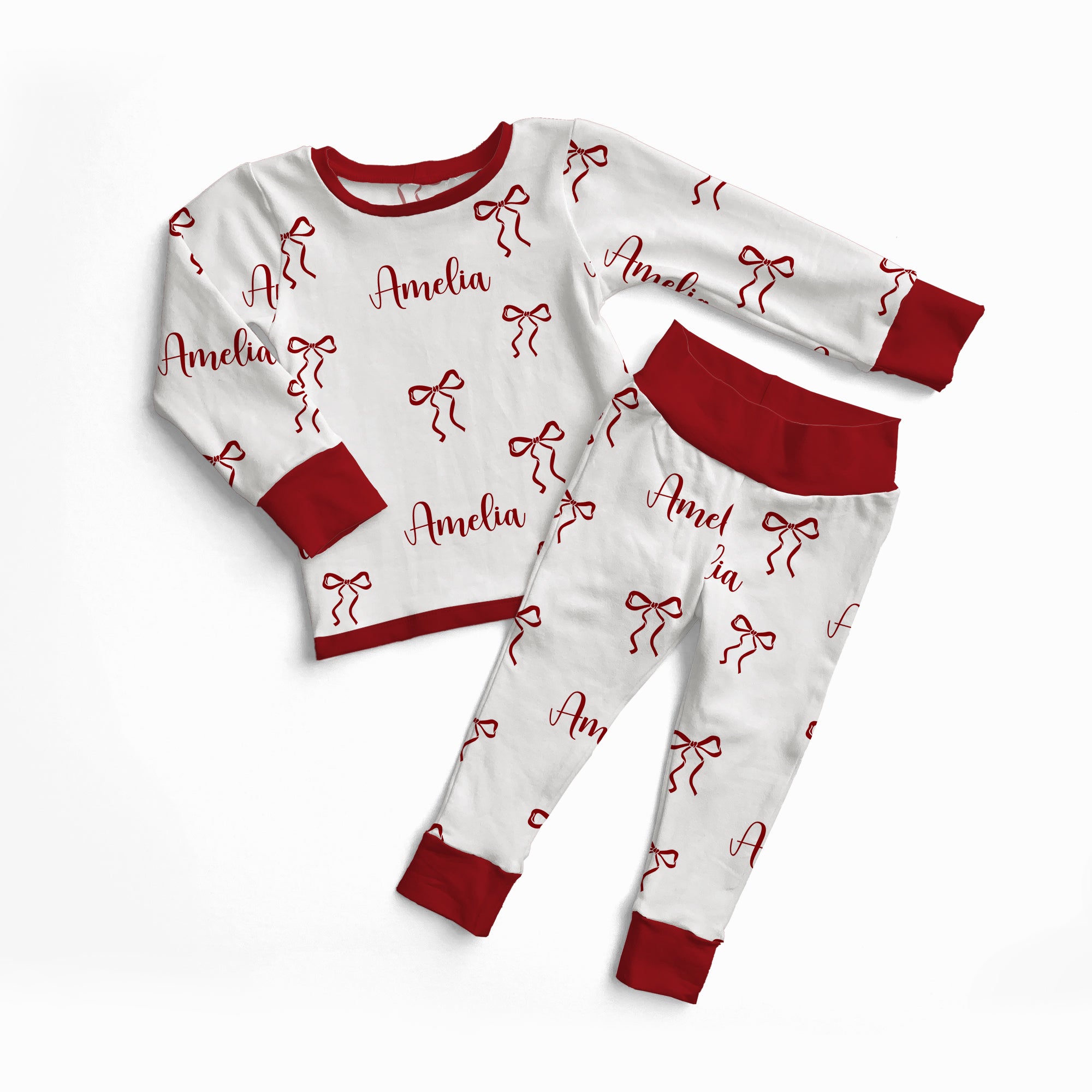 Personalized Pajama Set in Coquette Ribbon