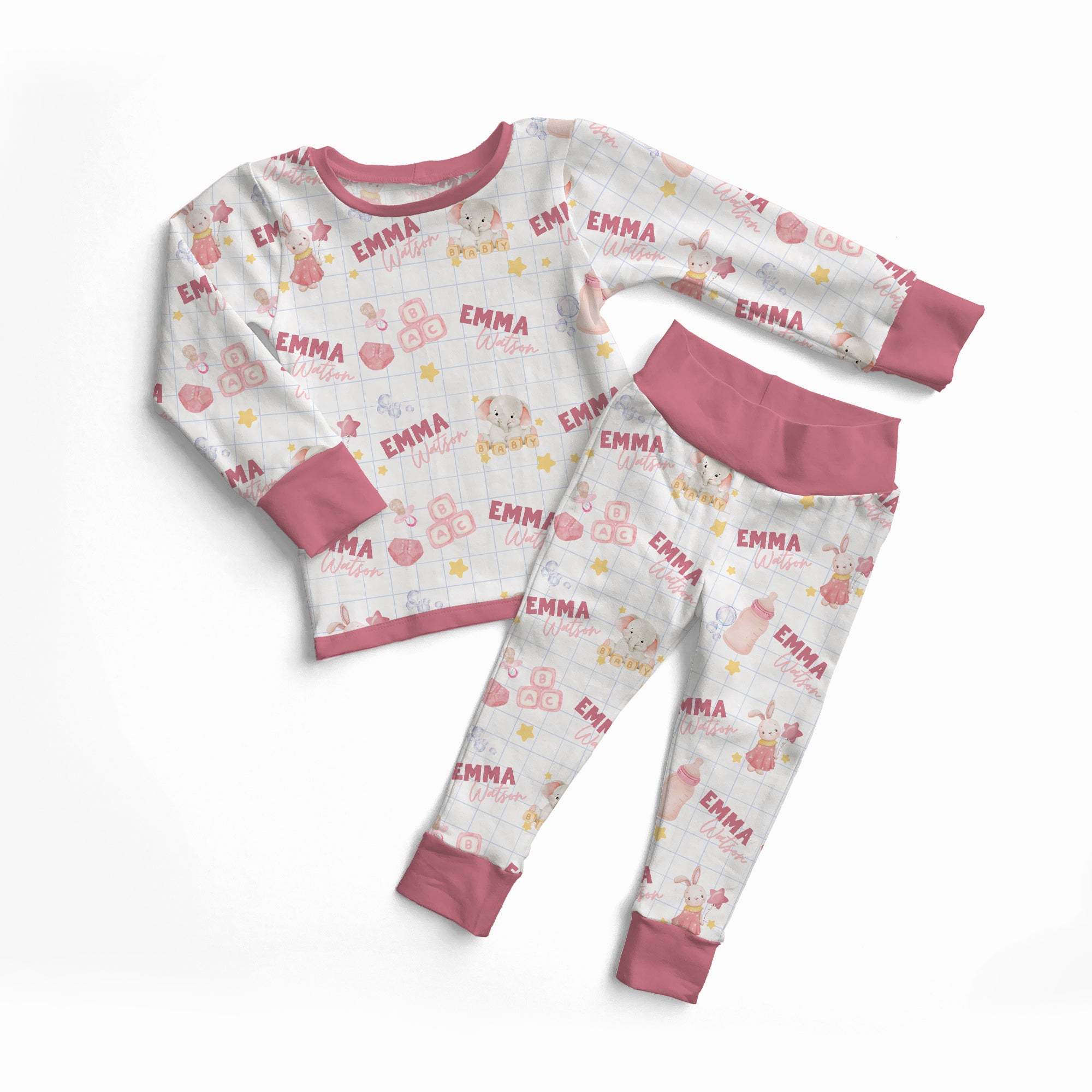 Personalized Pajama Set in Pink Milk Drunk