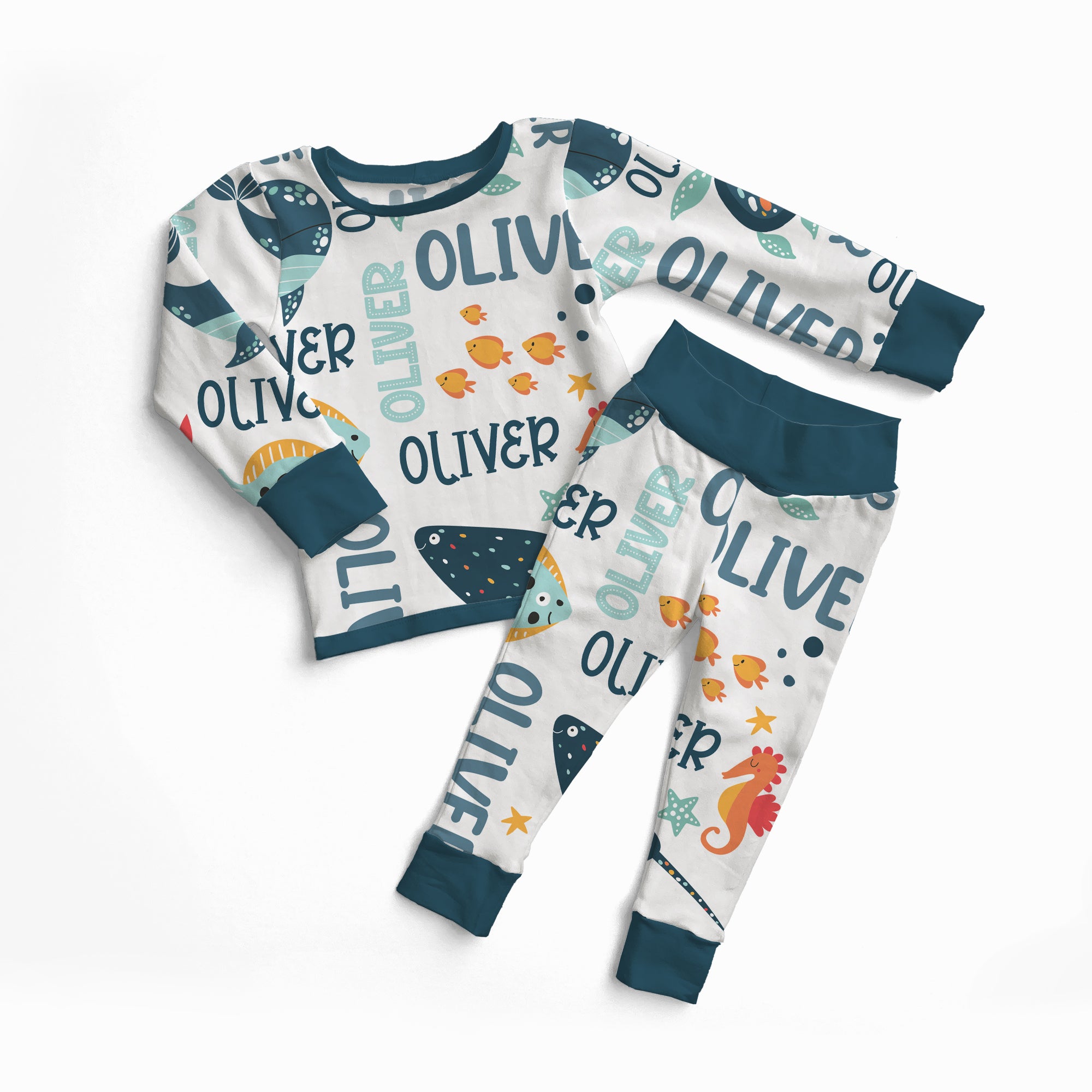 Personalized Pajama Set in Ocean Animals