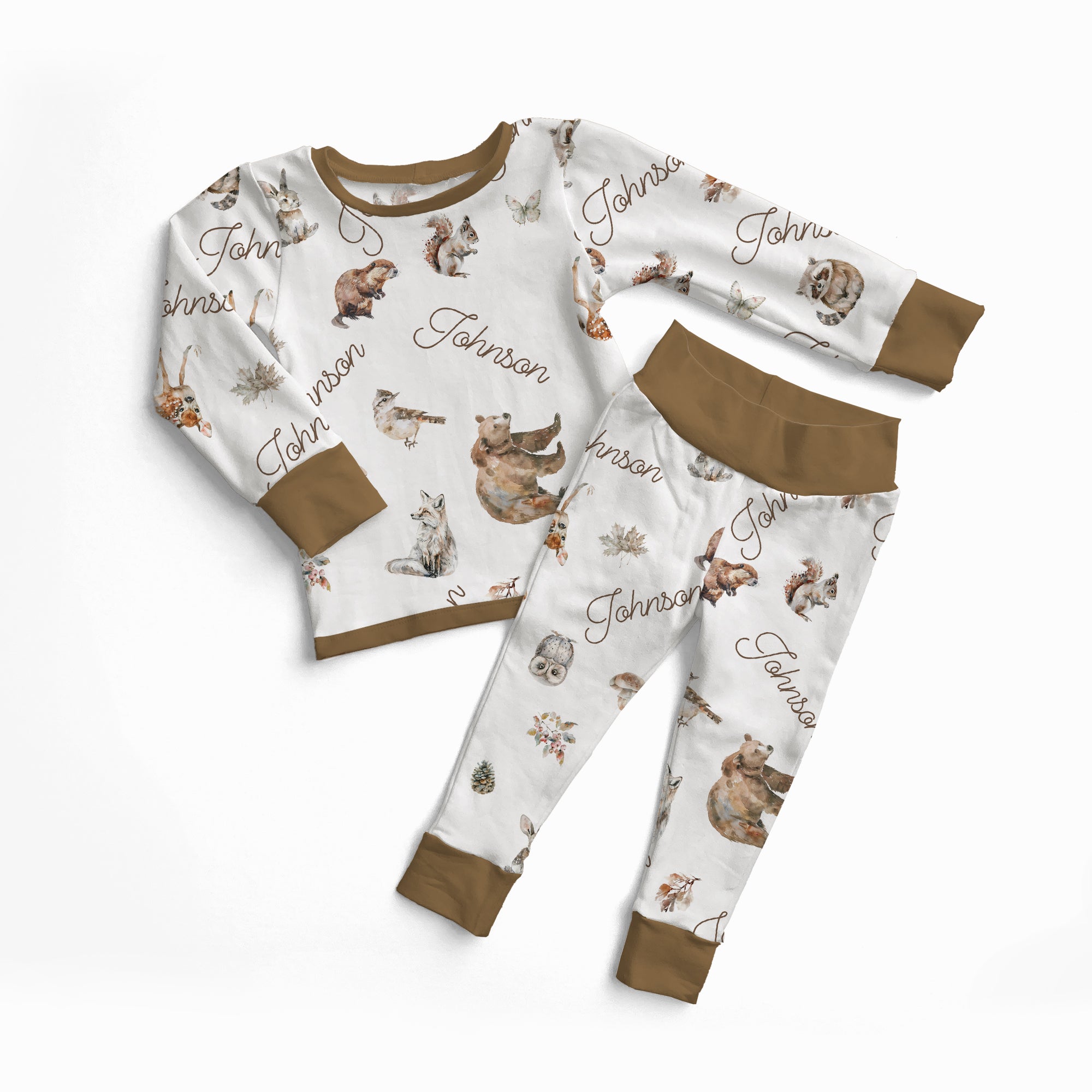 Personalized Pajama Set in Woodland Animals