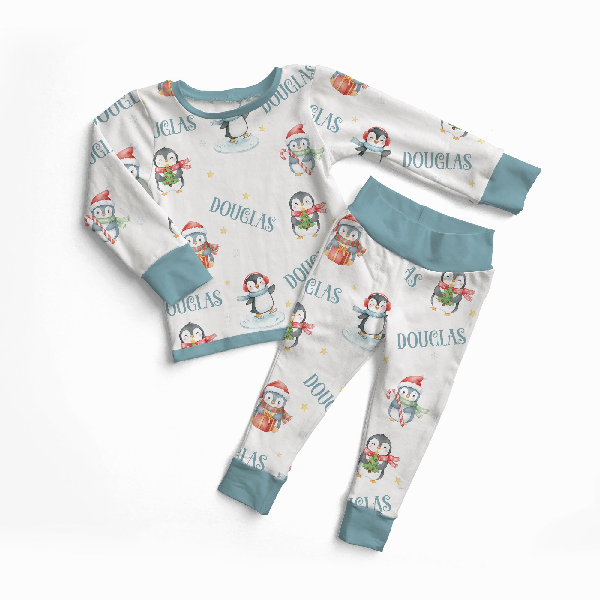 Personalized Pajama Set in Snow Penguin