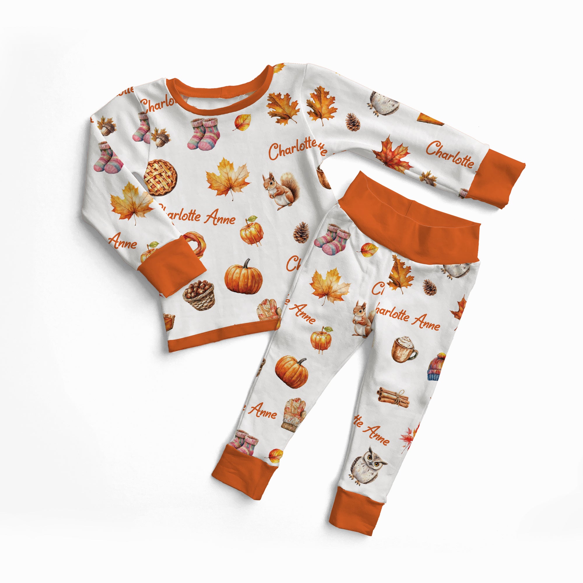 Personalized Pajama Set in Fall Cottage