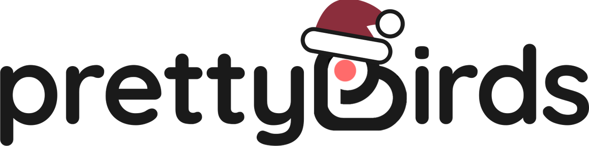 prettyBirds logo with a Santa hat