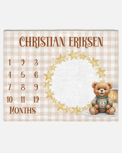 Personalized Milestone Blanket in Cozy Bear