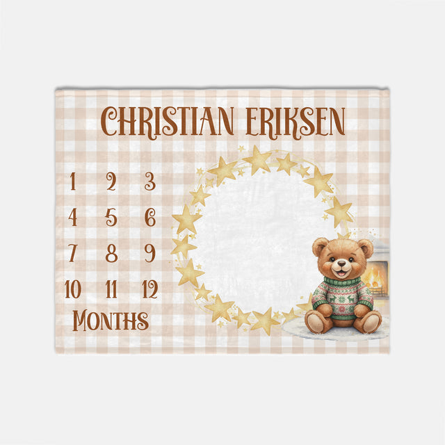 Personalized Milestone Blanket in Cozy Bear