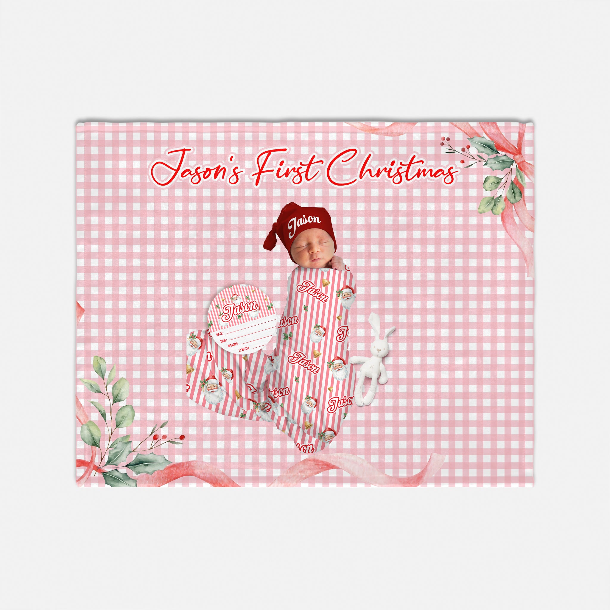 Personalized Milestone Blanket in The 1st Christmas