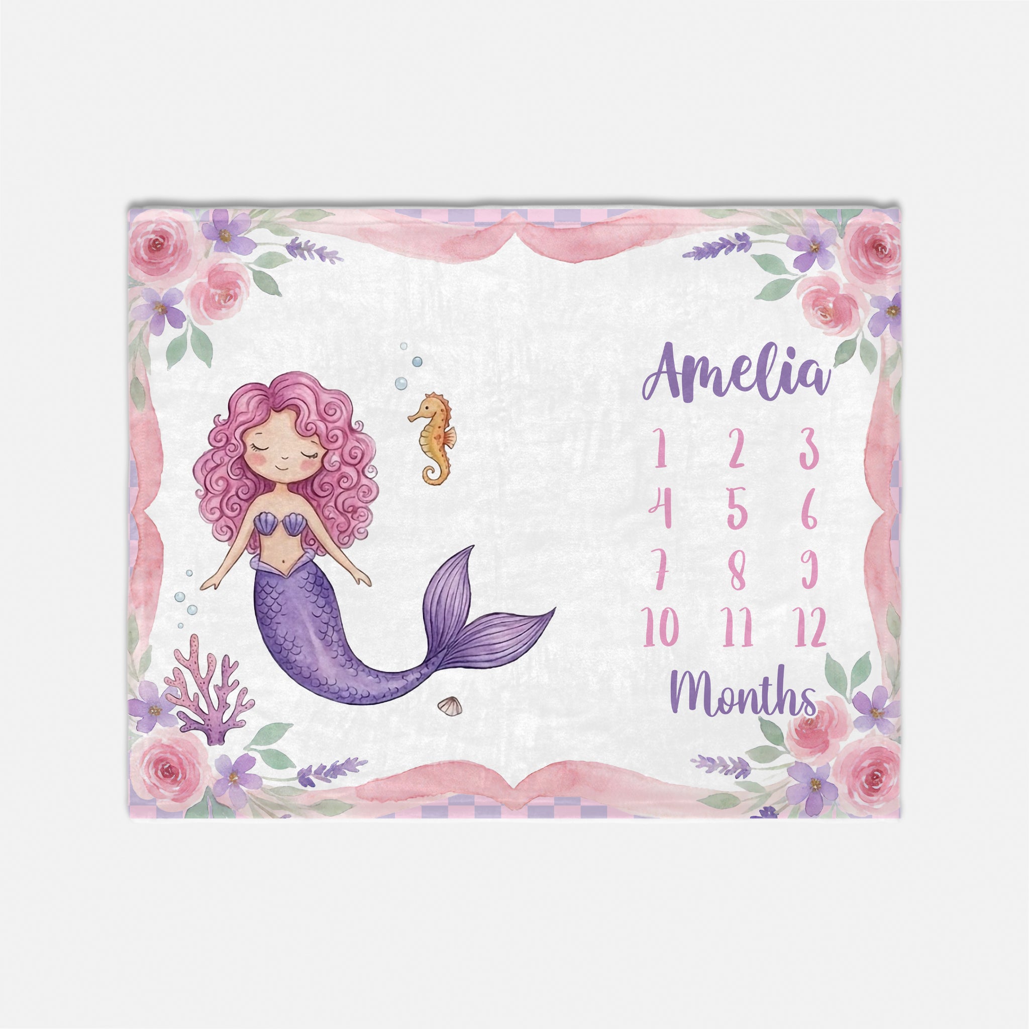Personalized Milestone Blanket in Little Mermaid
