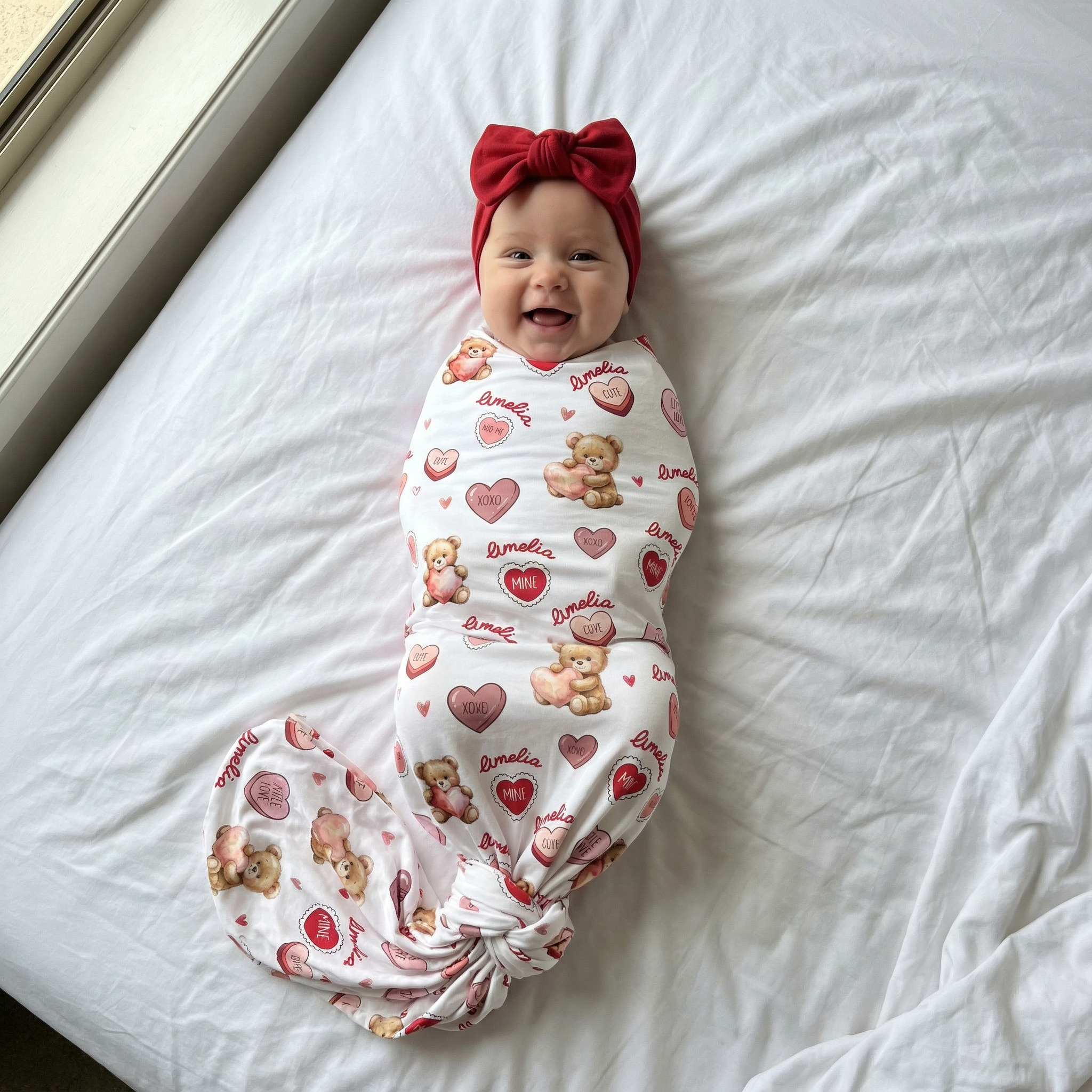 Personalized Swaddle in Red Sweet Heart