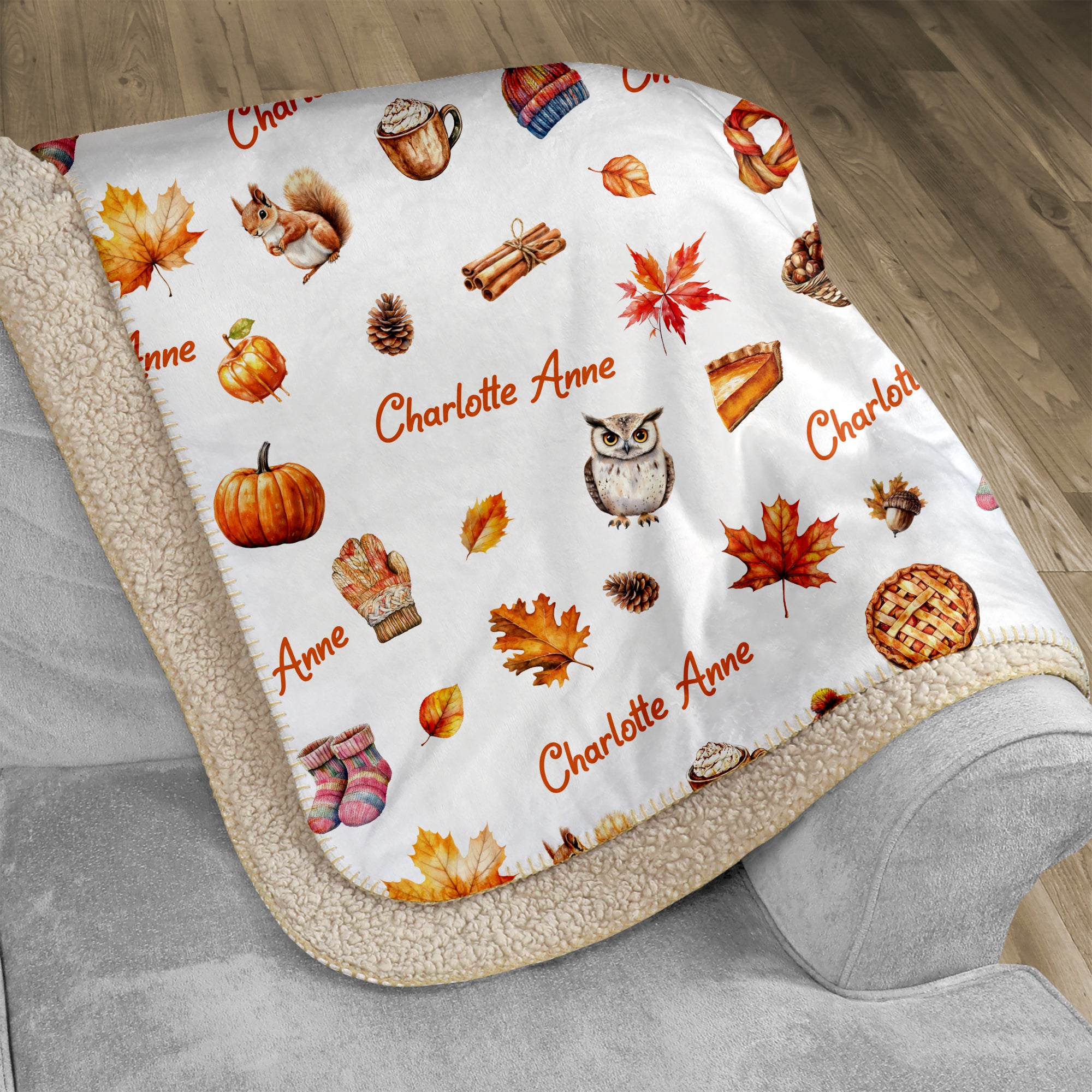 Fall Cottage Personalized Sherpa Blanket