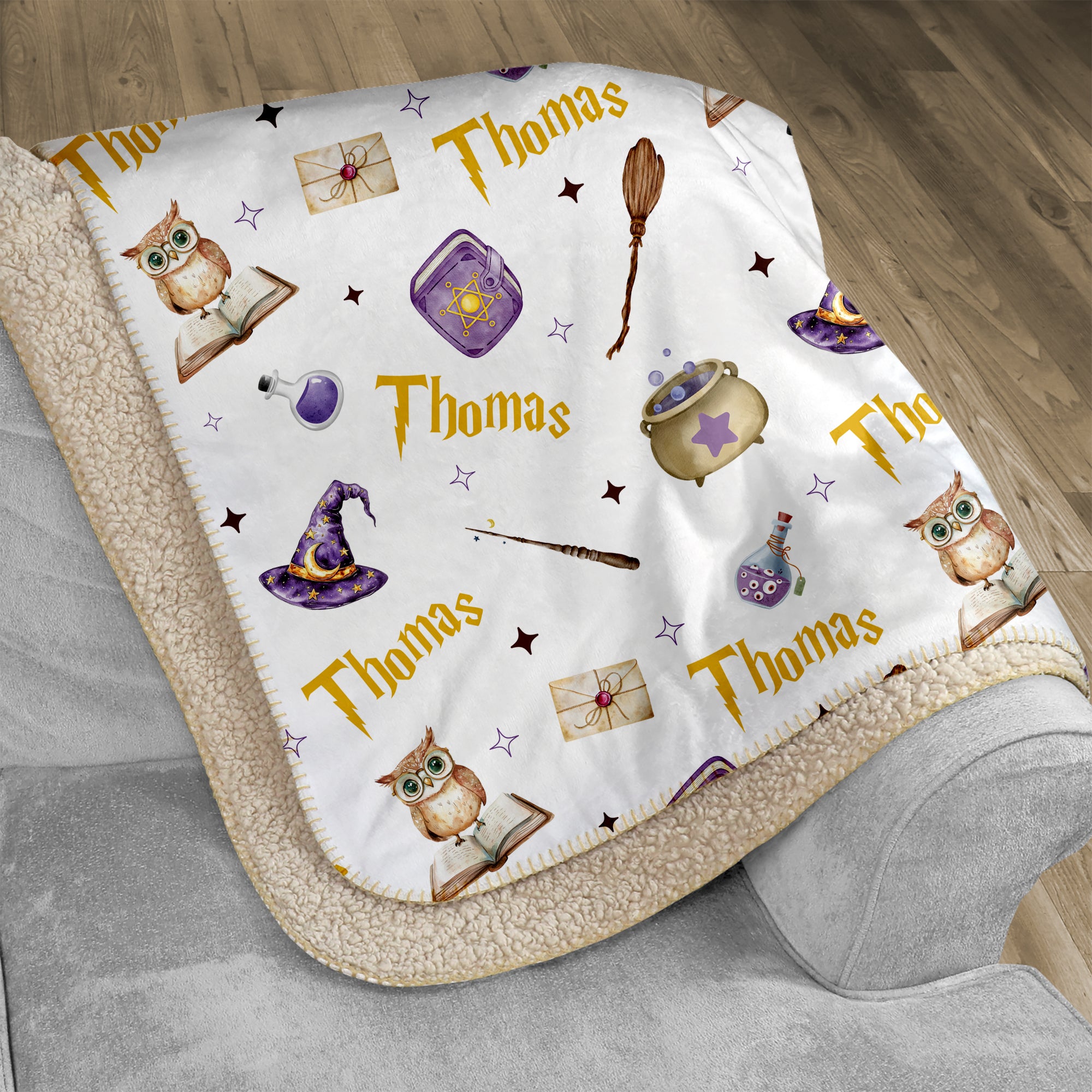 Wizard School Personalized Sherpa Blanket