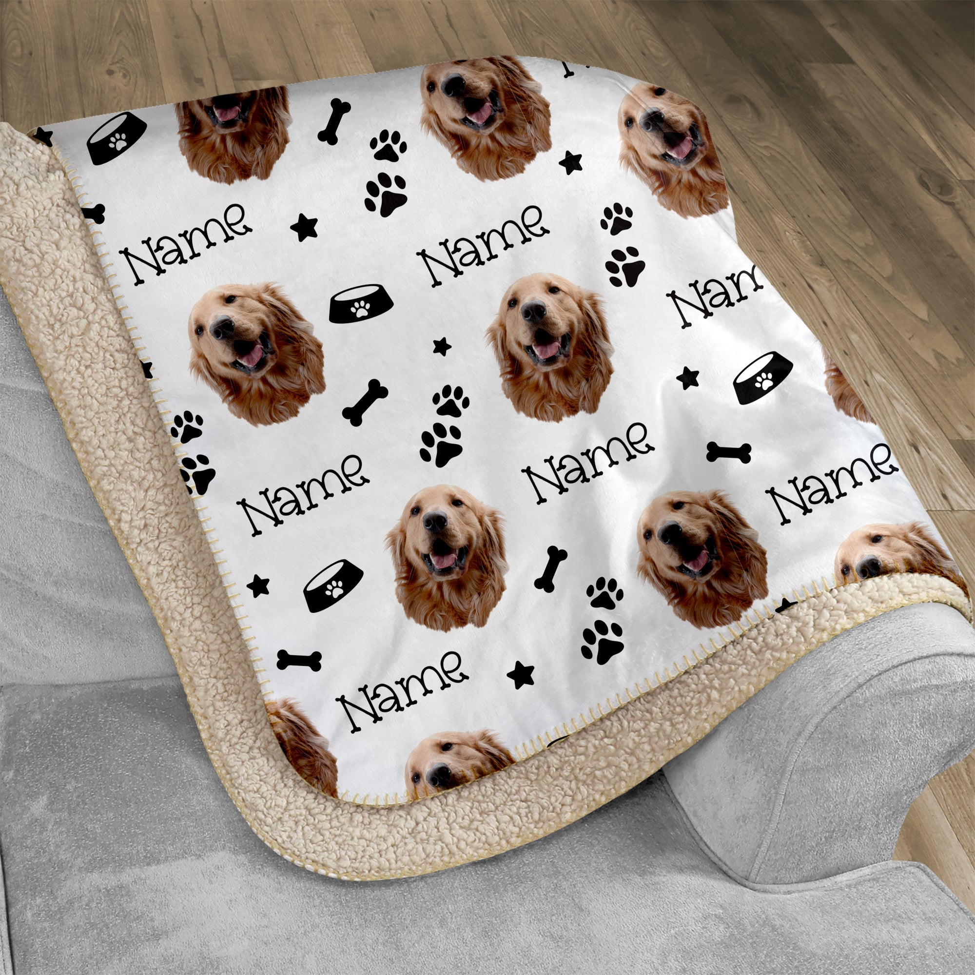 Dog Potrait Personalized Sherpa Blanket